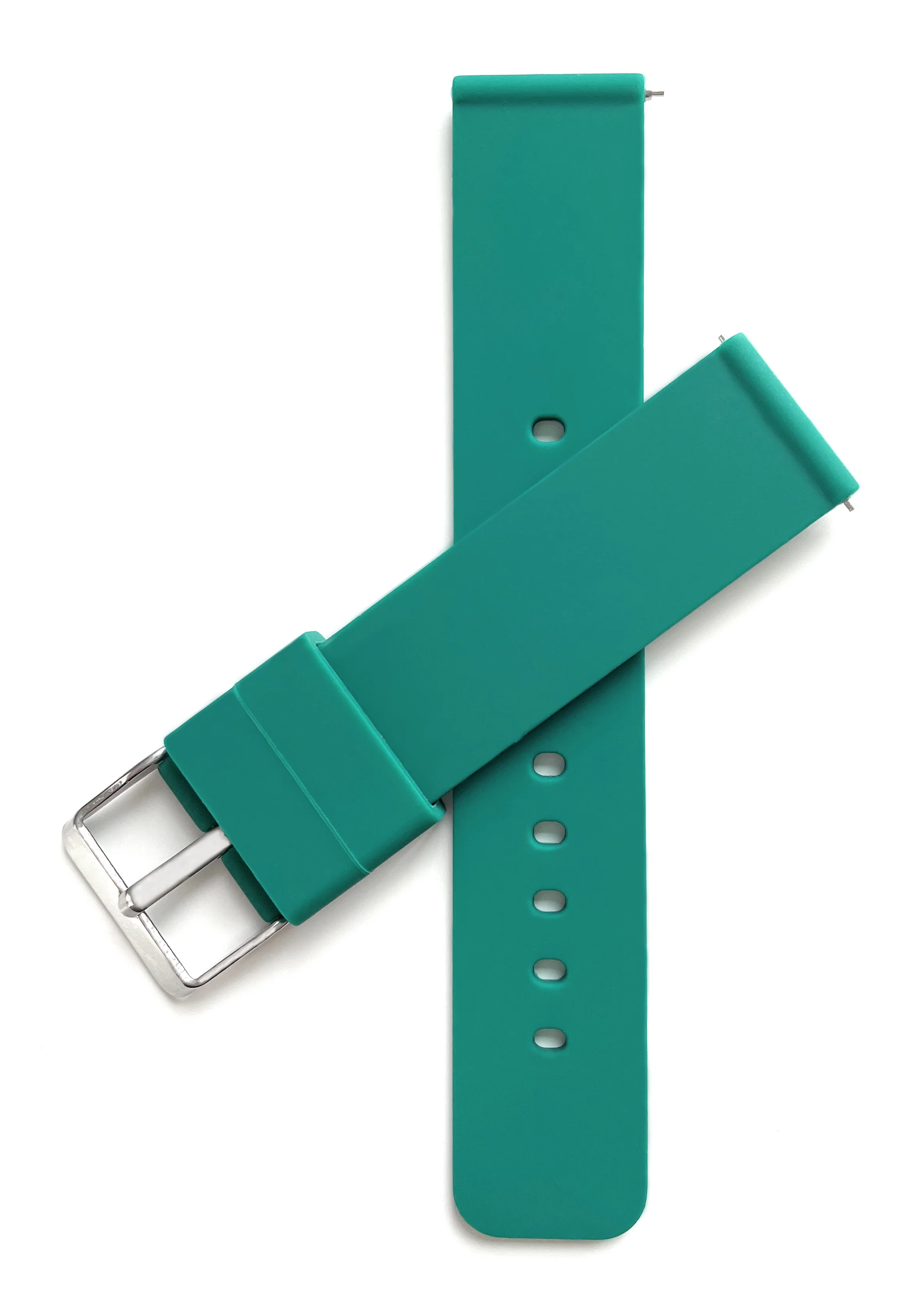 SIL.100 | Quick Release Slim Soft Rubber Silicone Watch Band - 22mm, Green 22mm / Green |  Dial - Image 3