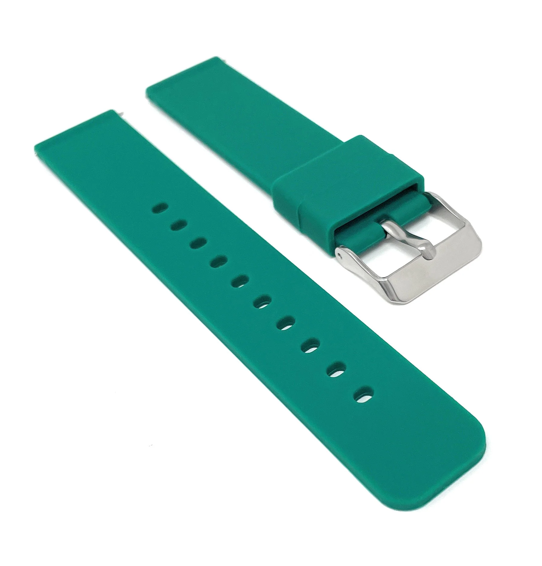 SIL.100 | Quick Release Slim Soft Rubber Silicone Watch Band - 22mm, Green 22mm / Green |  Dial - Image 4