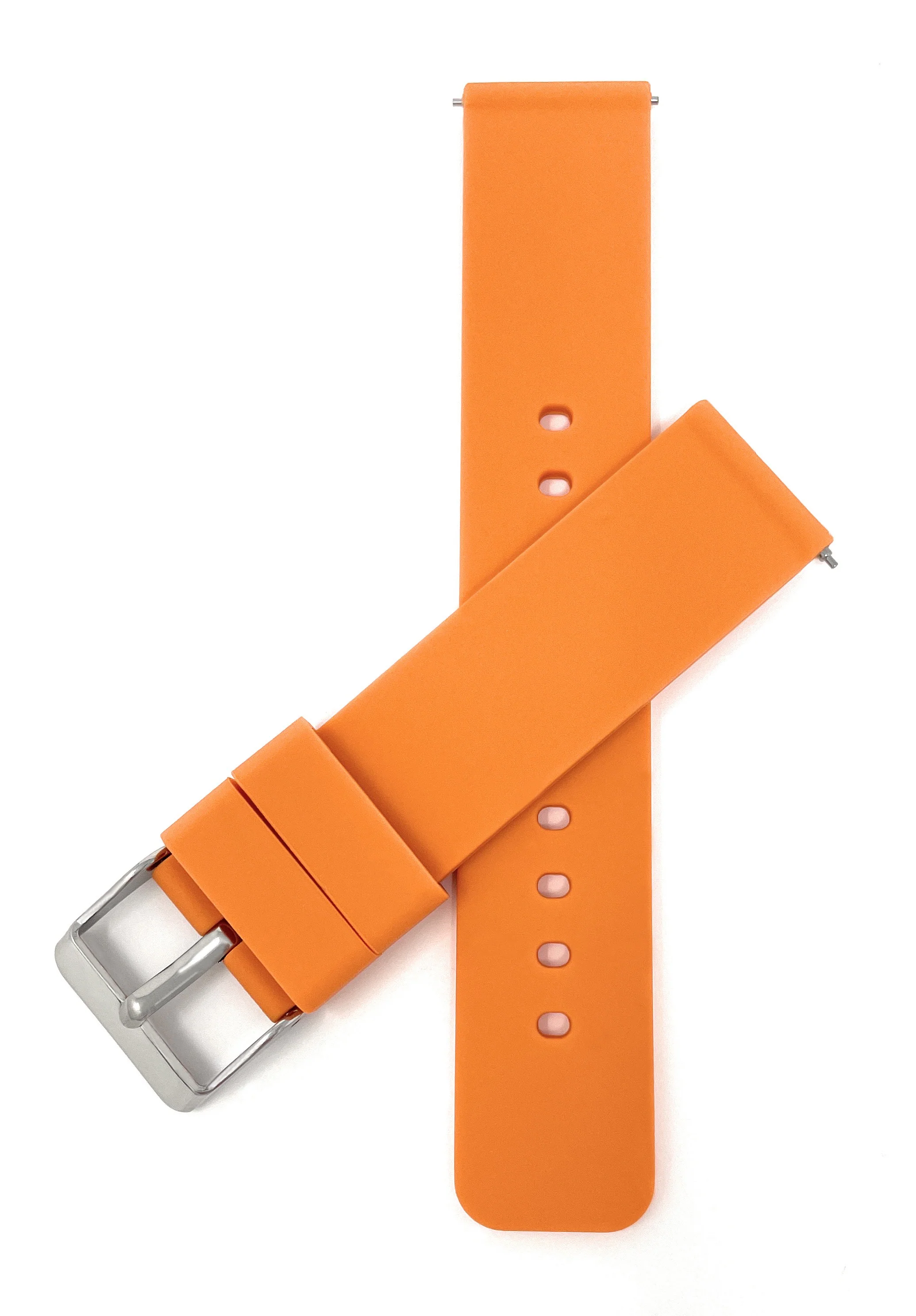 SIL.100 | Quick Release Slim Soft Rubber Silicone Watch Band - 22mm, Orange 22mm / Orange - Image 3