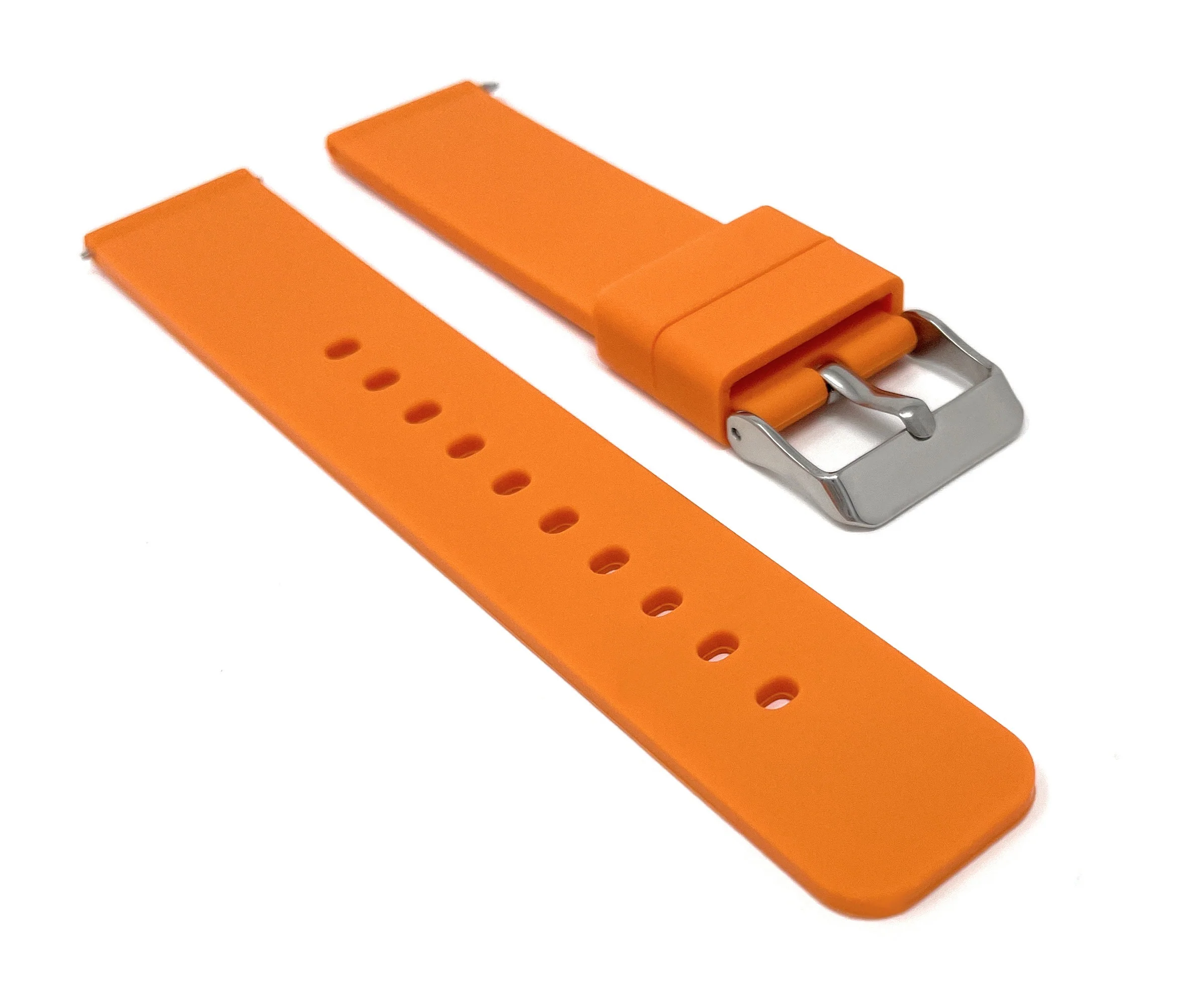 SIL.100 | Quick Release Slim Soft Rubber Silicone Watch Band - 22mm, Orange 22mm / Orange - Image 4