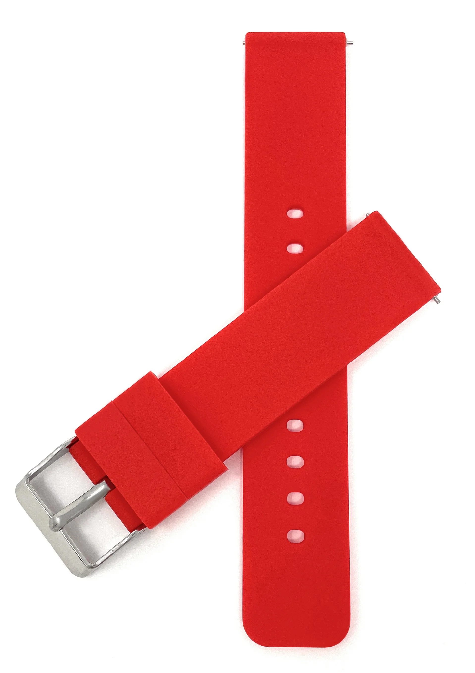 SIL.100 | Quick Release Slim Soft Rubber Silicone Watch Band - 22mm, Red 22mm / Red |  Dial - Image 3