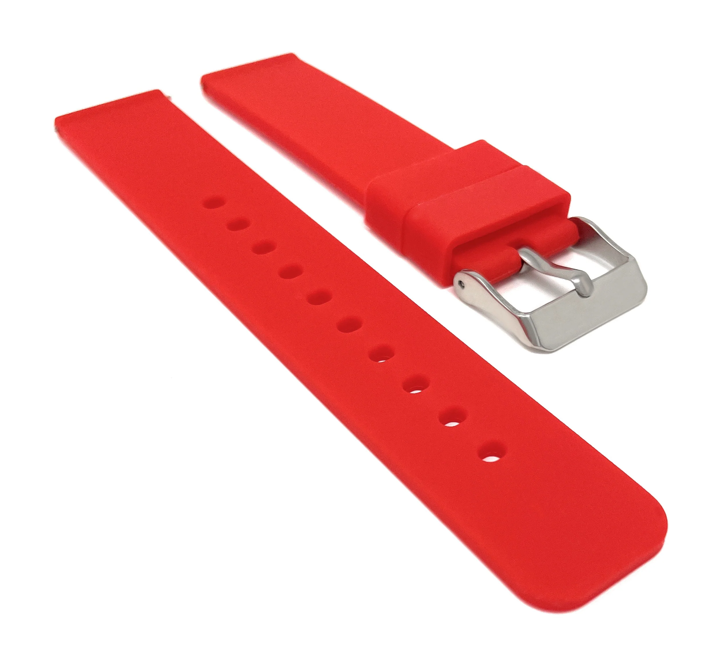 SIL.100 | Quick Release Slim Soft Rubber Silicone Watch Band - 22mm, Red 22mm / Red |  Dial - Image 4