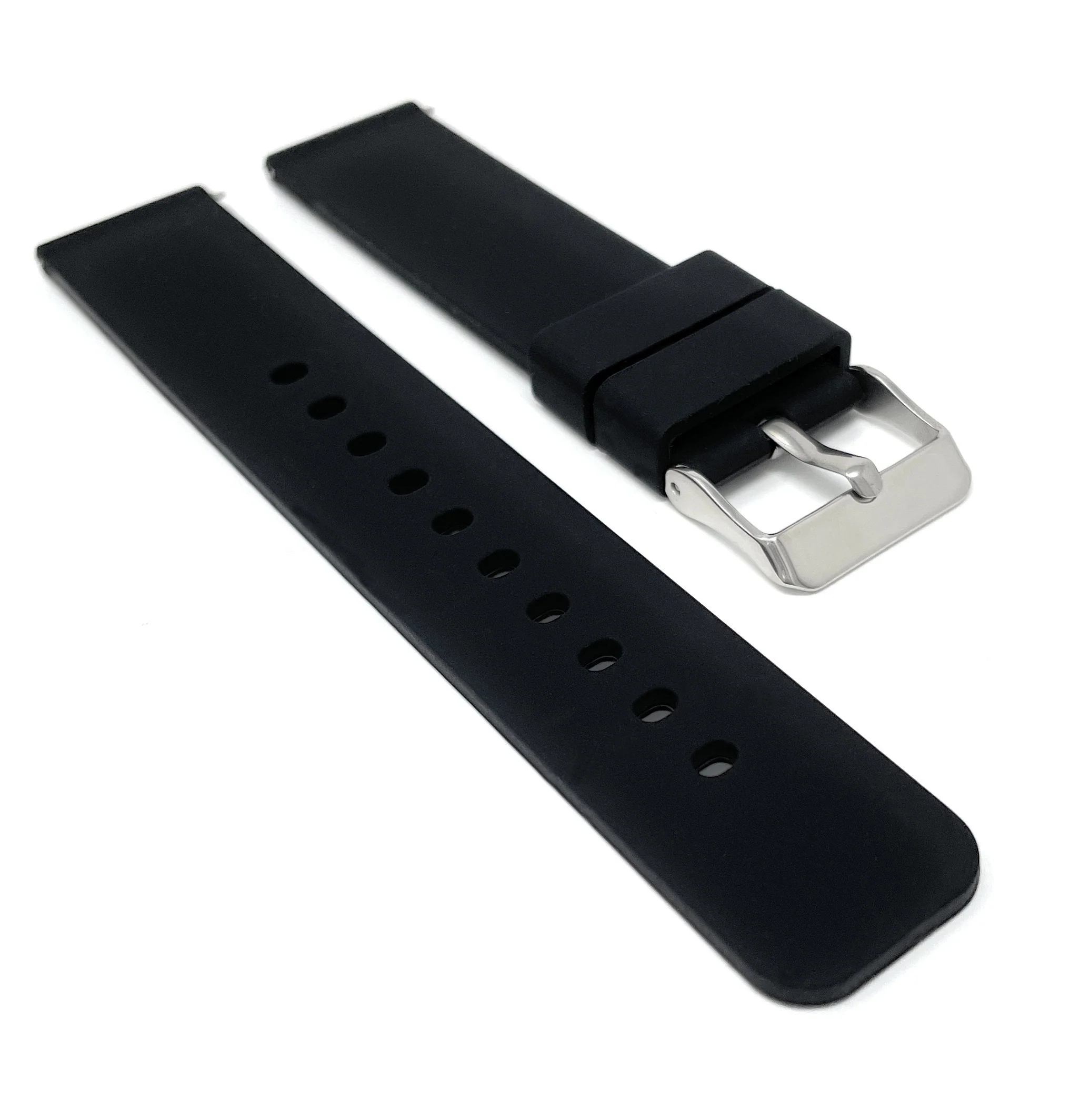 SIL.100 | Slim Soft Rubber Silicone Watch Band - 22mm, Black 22mm / Black - Image 3