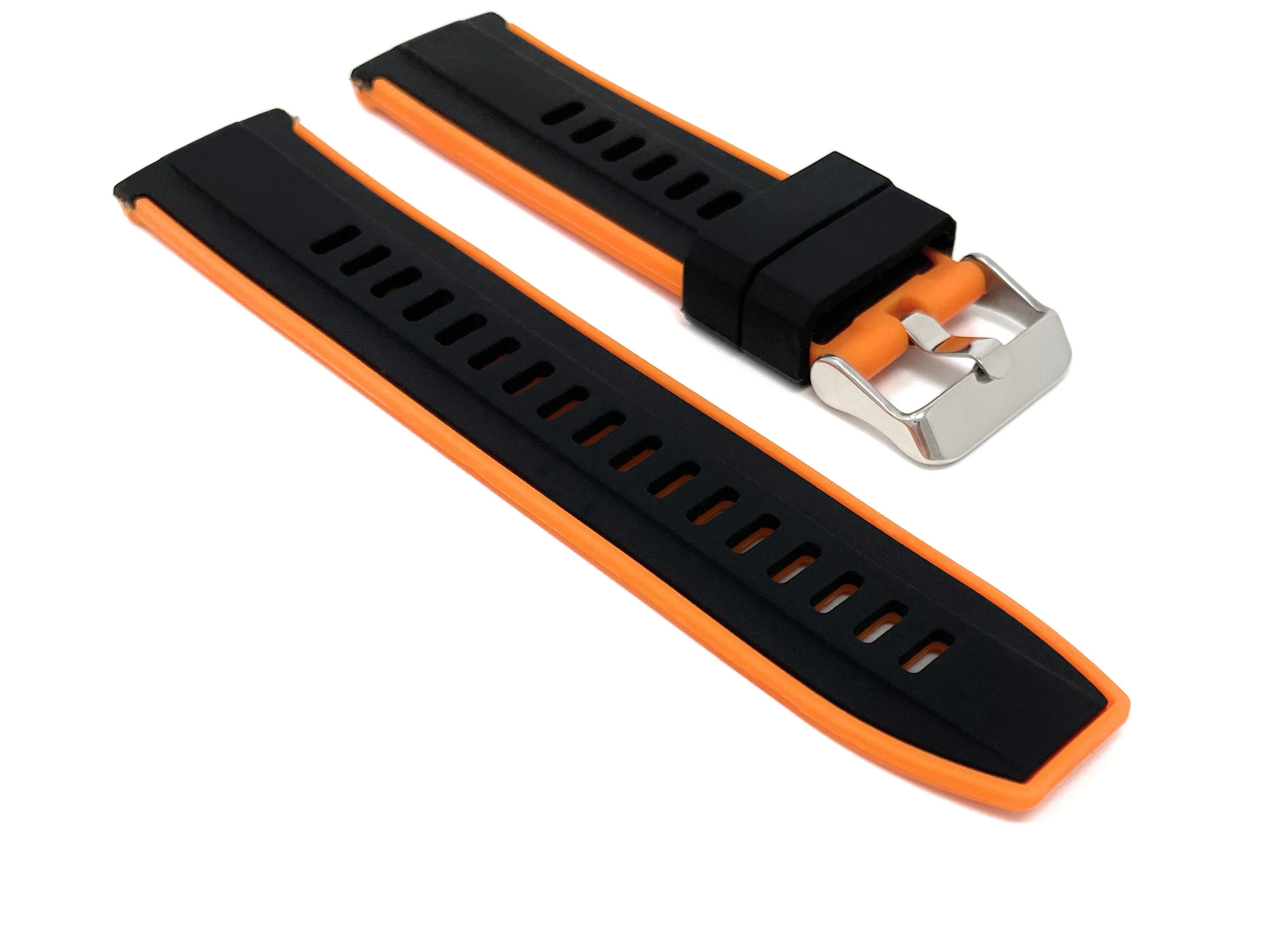 SIL.300 | Two-Tone Quick Release Rubber Silicone Watch Band - 22mm, Black / Orange 22mm / Black & Orange |  Dial - Image 4