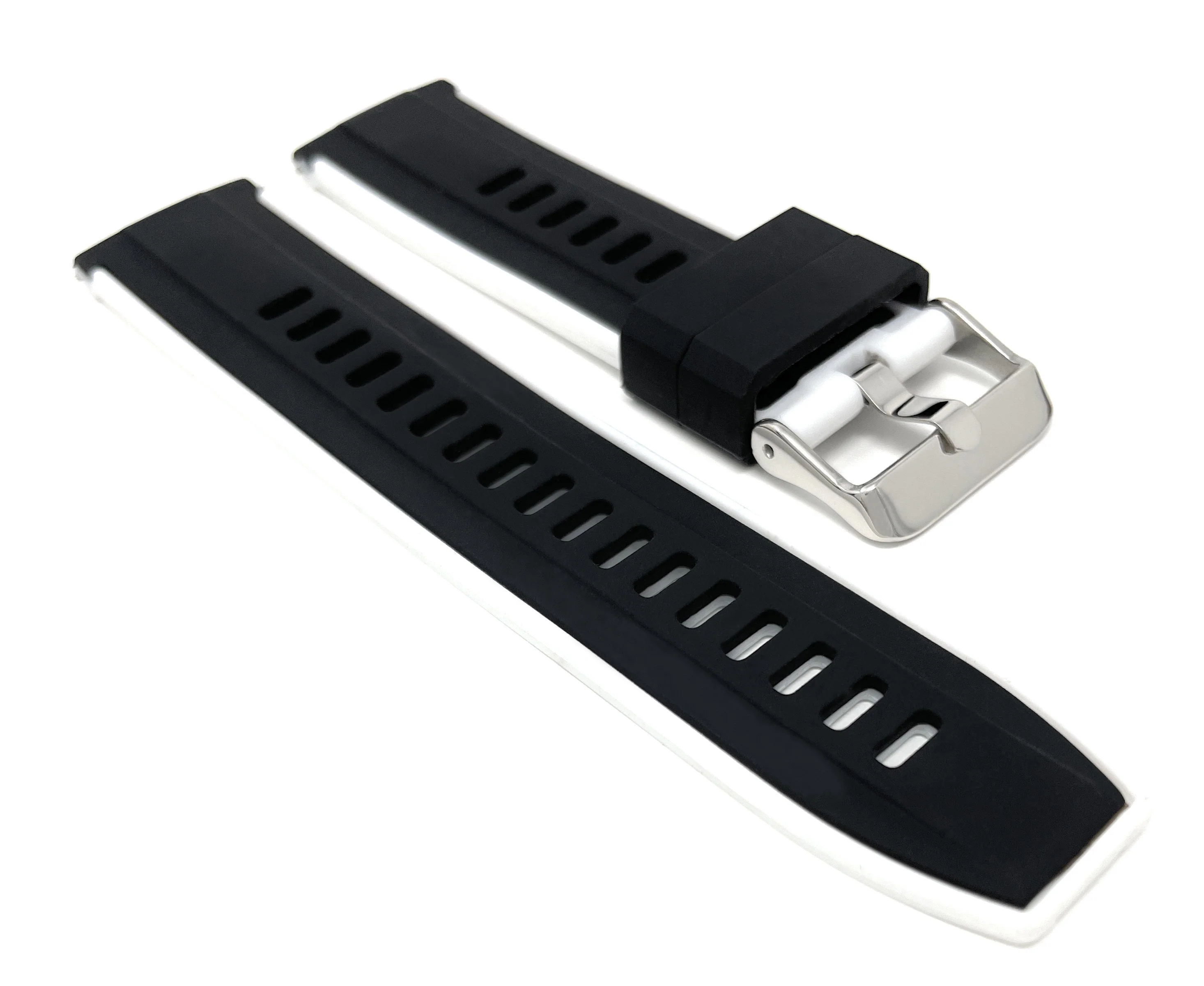 SIL.300 | Two-Tone Quick Release Rubber Silicone Watch Band - 22mm, Black / White 22mm / Black & White |  Dial - Image 4