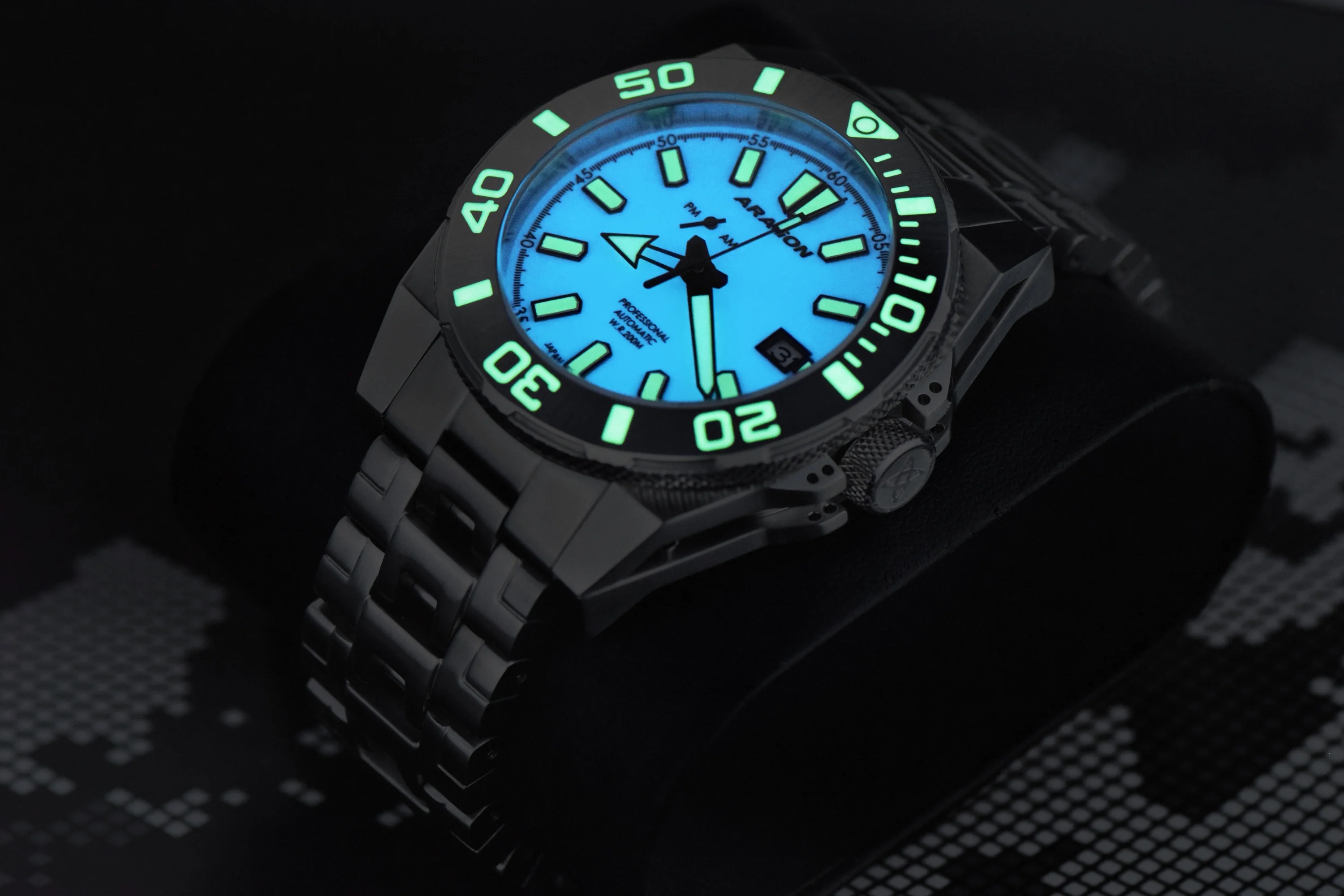 Silverjet AM/PM NH37 Automatic White Lume Glow Blue Dial | White Lume Dial Dial - Image 2