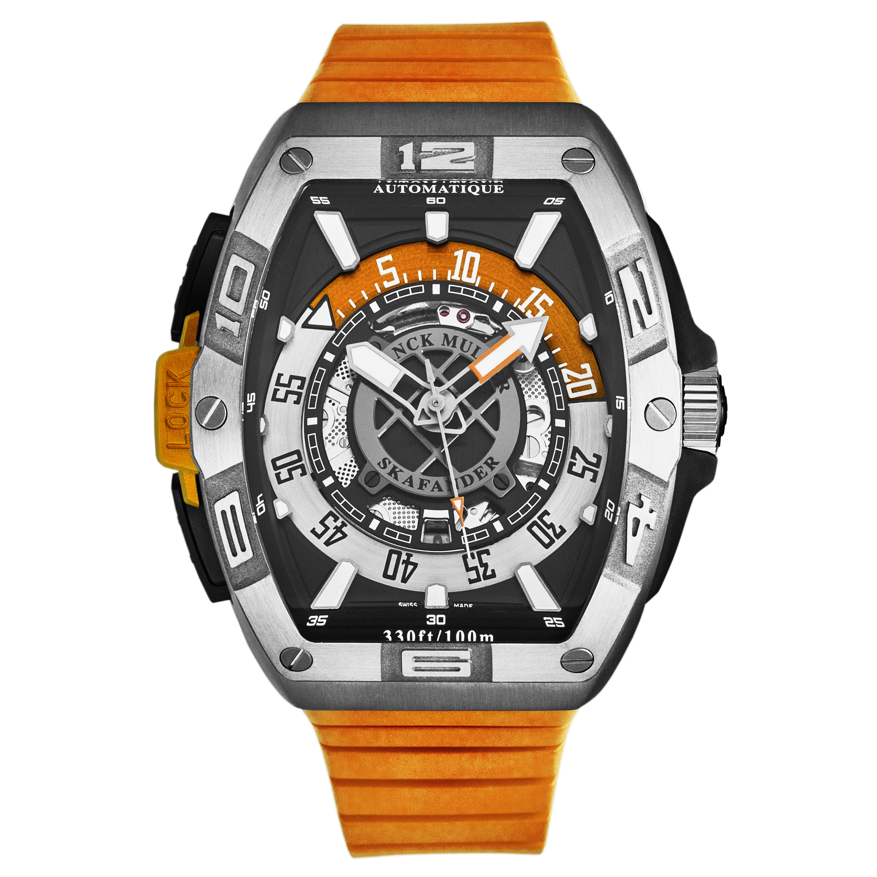 SkaFander 46SCSKFBLKORG / Black, Openworked | Black Dial