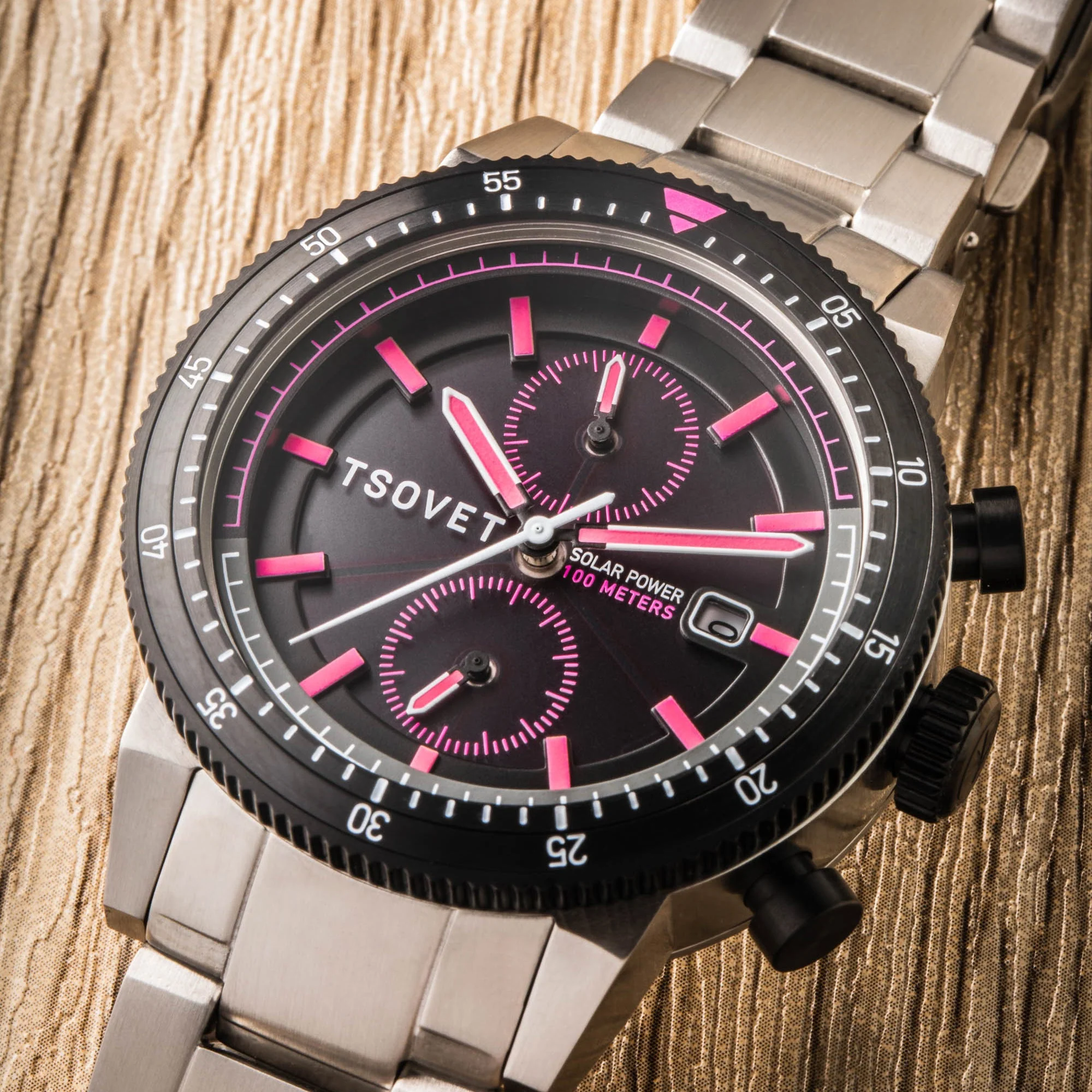 SLR FW42 Solar Powered Chronograph Black & Purple / Stainless Steel | Black Dial - Image 2