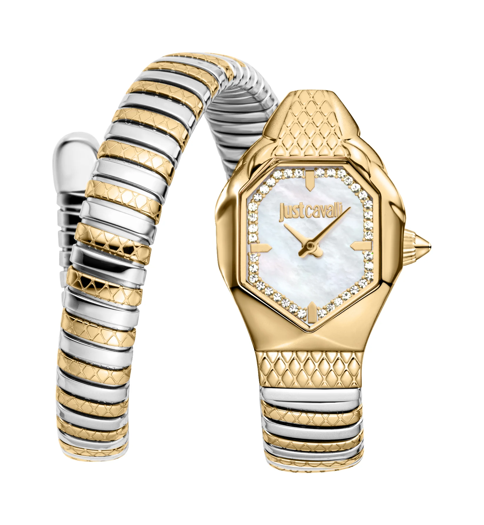 Snake 22mm / White Mother-of-Pearl / Silver and Gold | White Mother-of-Pearl Dial
