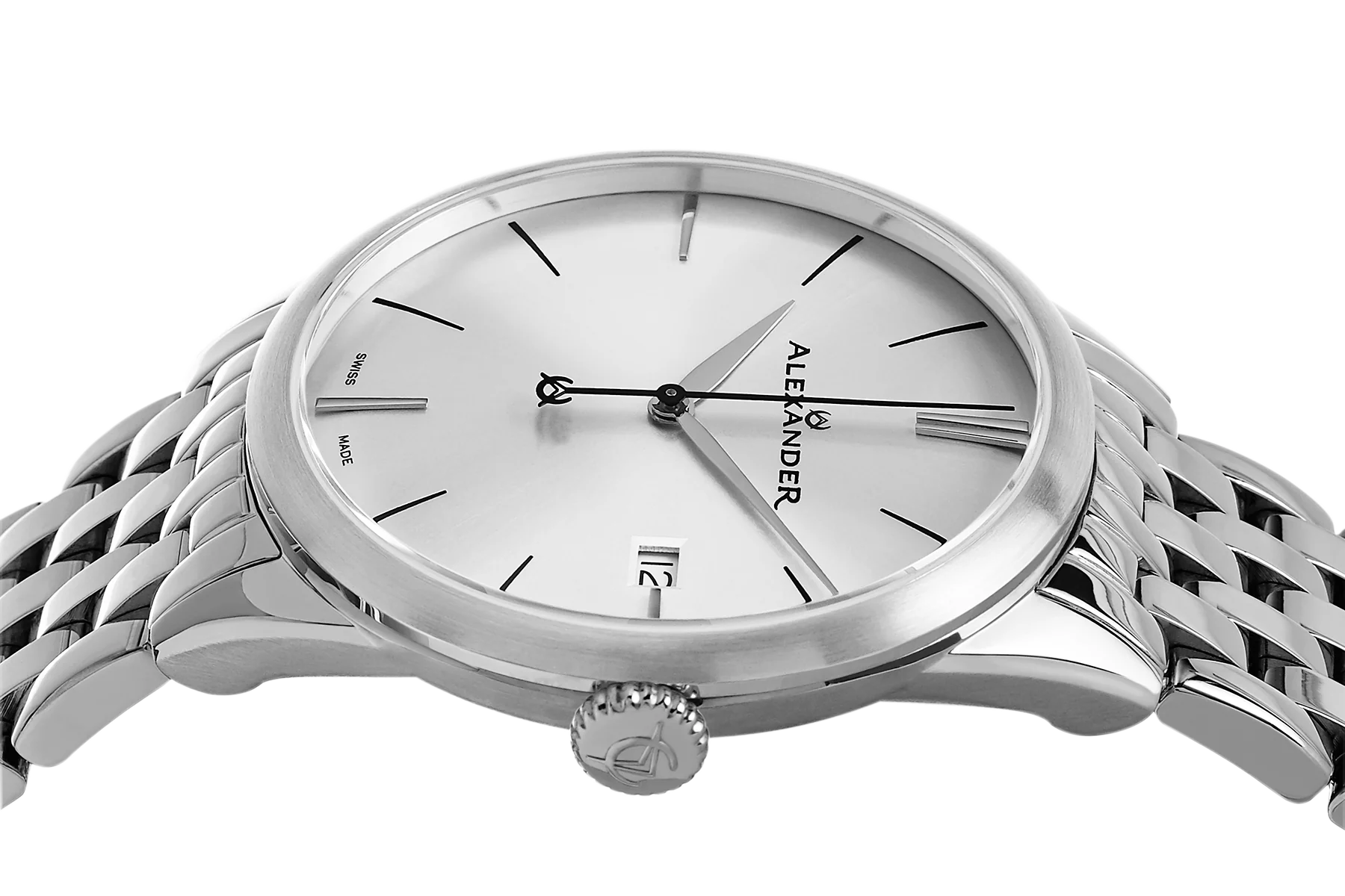 Sophisticate A911B Stainless Steel Case on Stainless Steel Bracelet, Silver-sunburst Dial | Silver Dial - Image 2