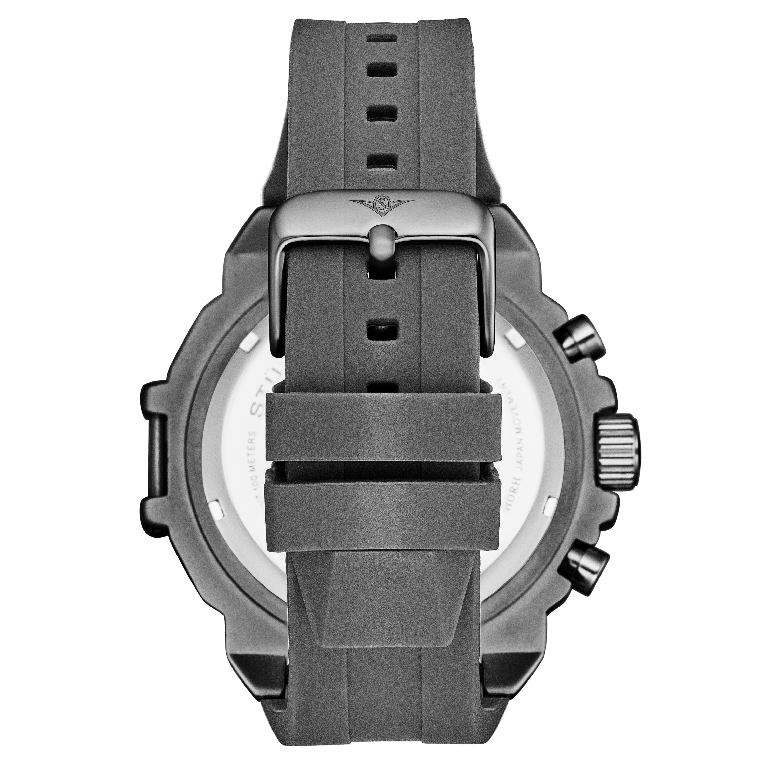 Spectra 50mm Japanese Quartz Chronograph Grey/Rubber | Gray Dial - Image 2