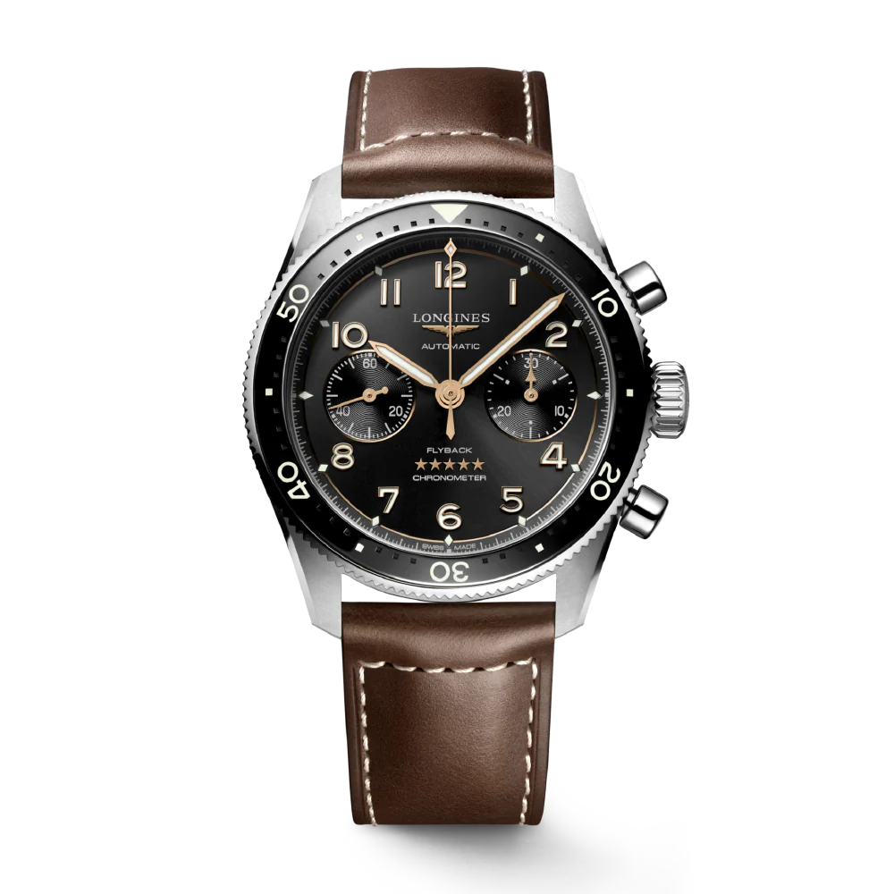 Spirit Flyback Black / Leather | Black Dial