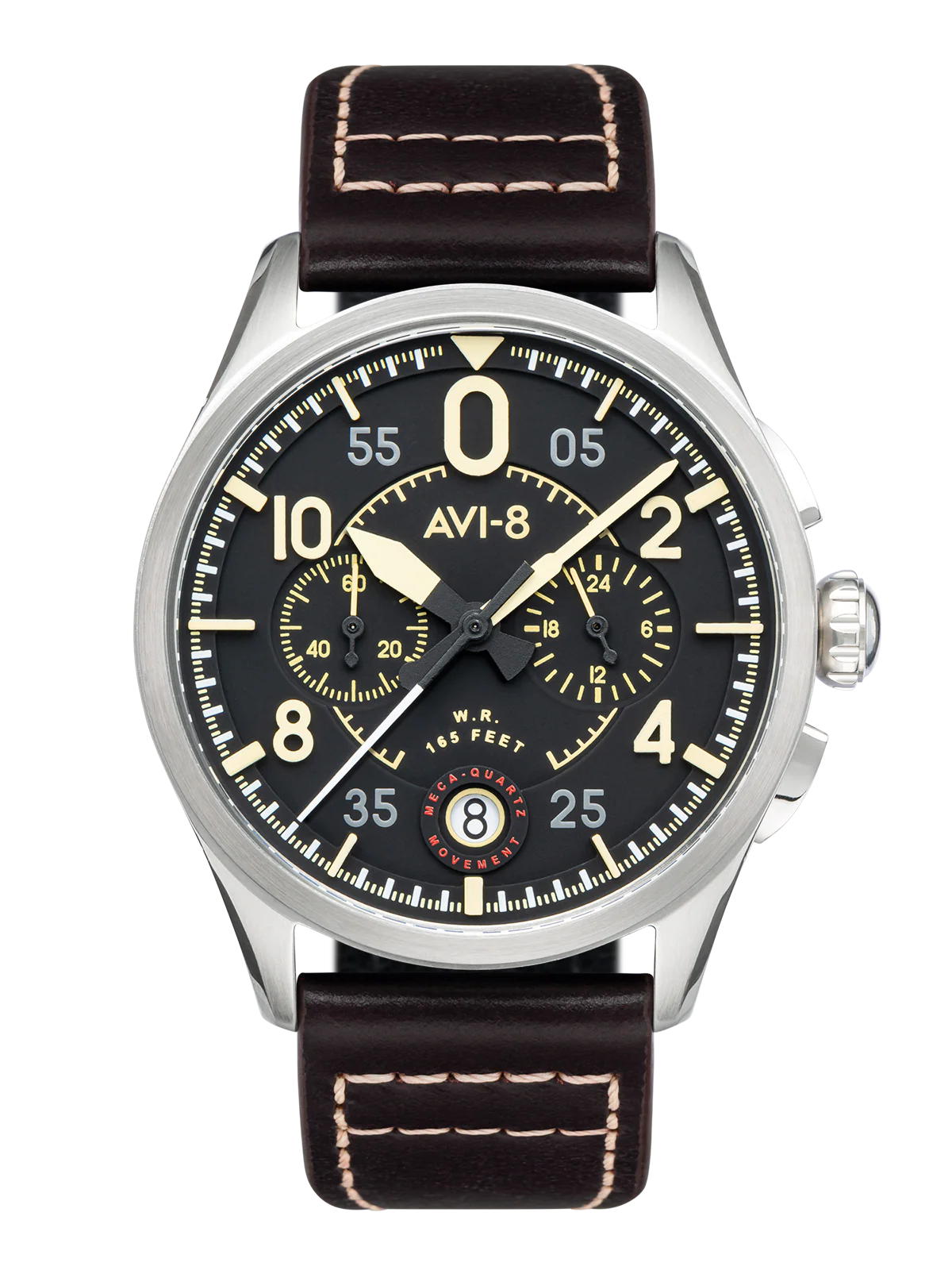 Spitfire Lock Chronograph Watch Black / Brown /  Leather | Black Dial - Image 12