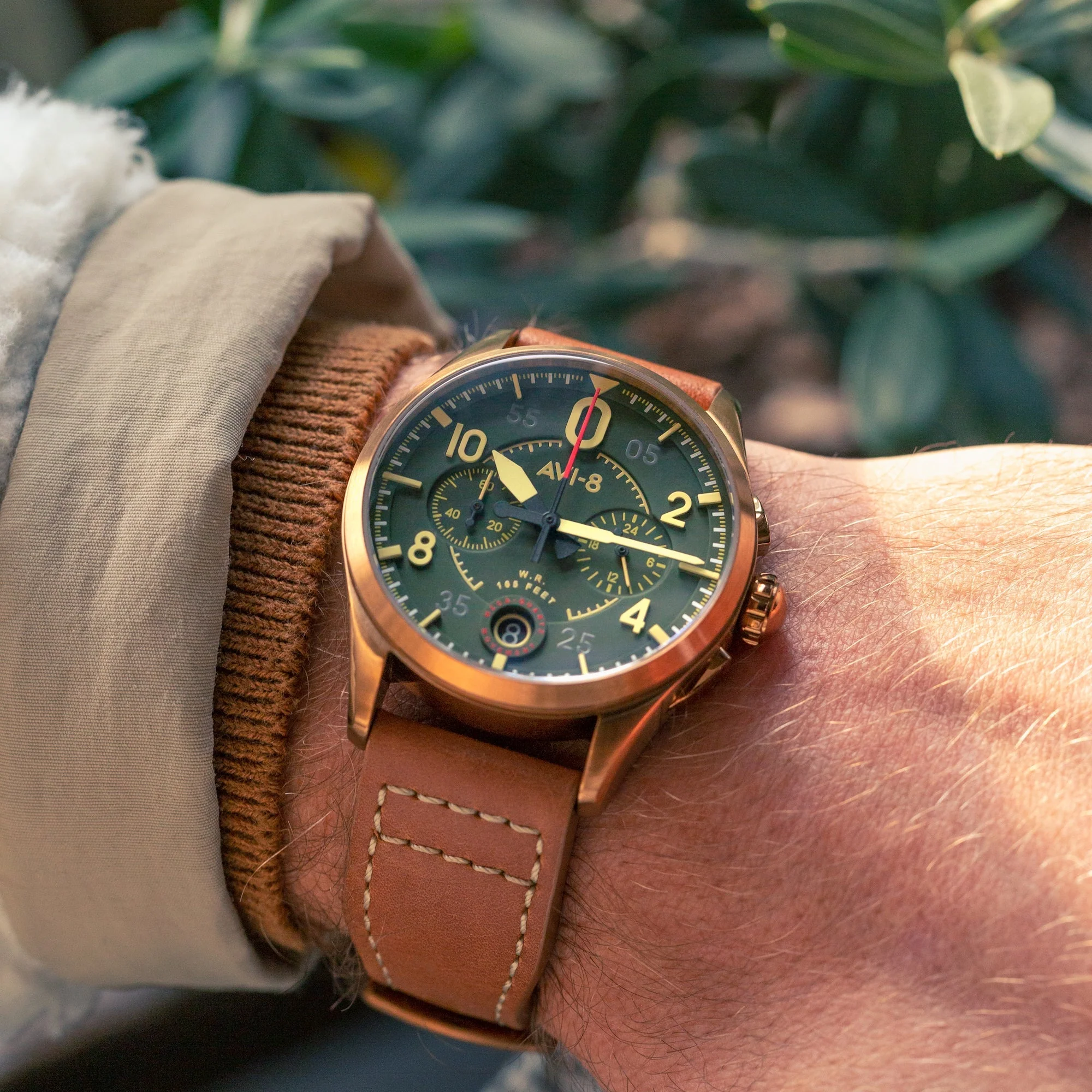 Spitfire Lock Chronograph Watch Green / Leather | Green Dial - Image 4