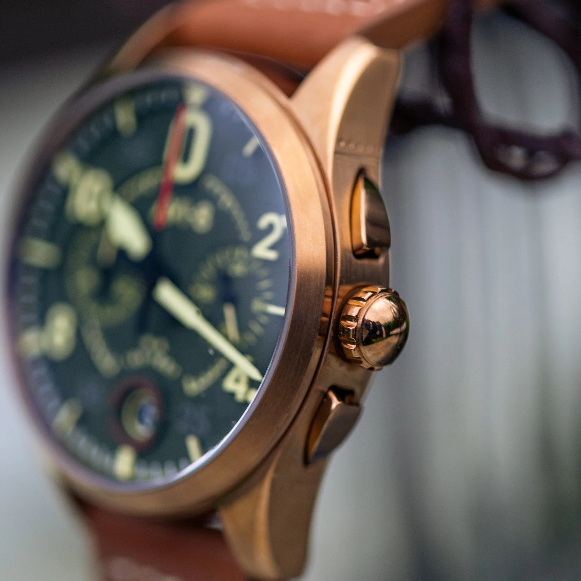 Spitfire Lock Chronograph Watch Green / Leather | Green Dial - Image 6