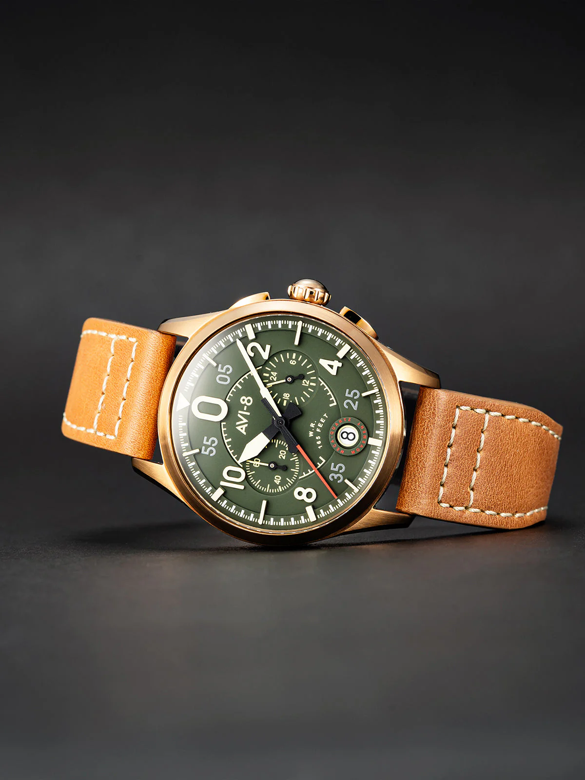 Spitfire Lock Chronograph Watch Green / Leather | Green Dial - Image 8