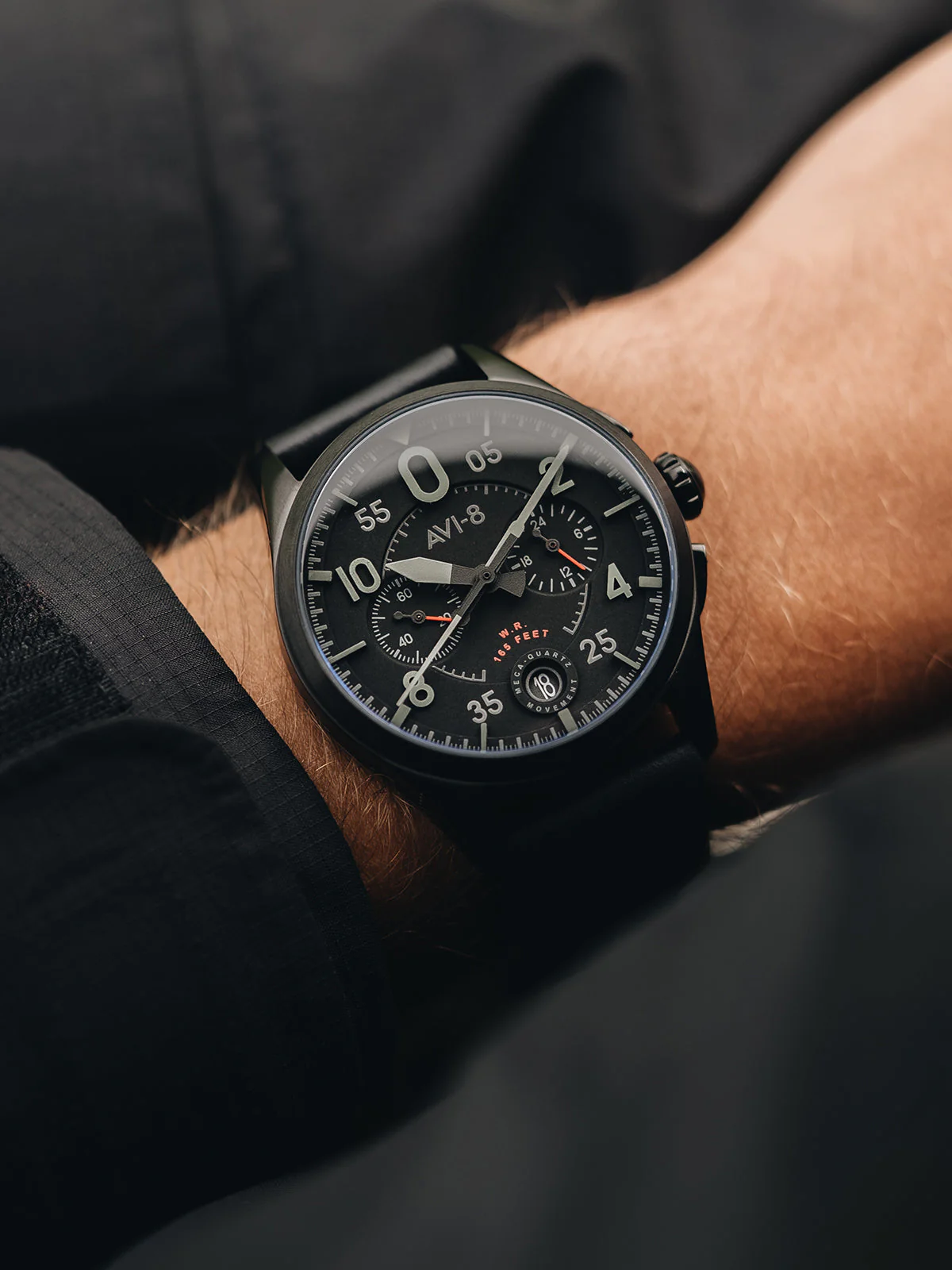 Spitfire Lock Chronograph Watch Black / Leather | Black Dial - Image 11