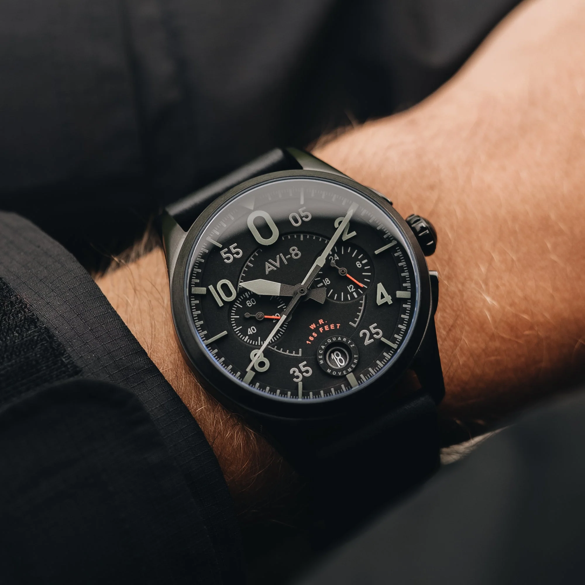 Spitfire Lock Chronograph Watch Black / Leather | Black Dial - Image 4