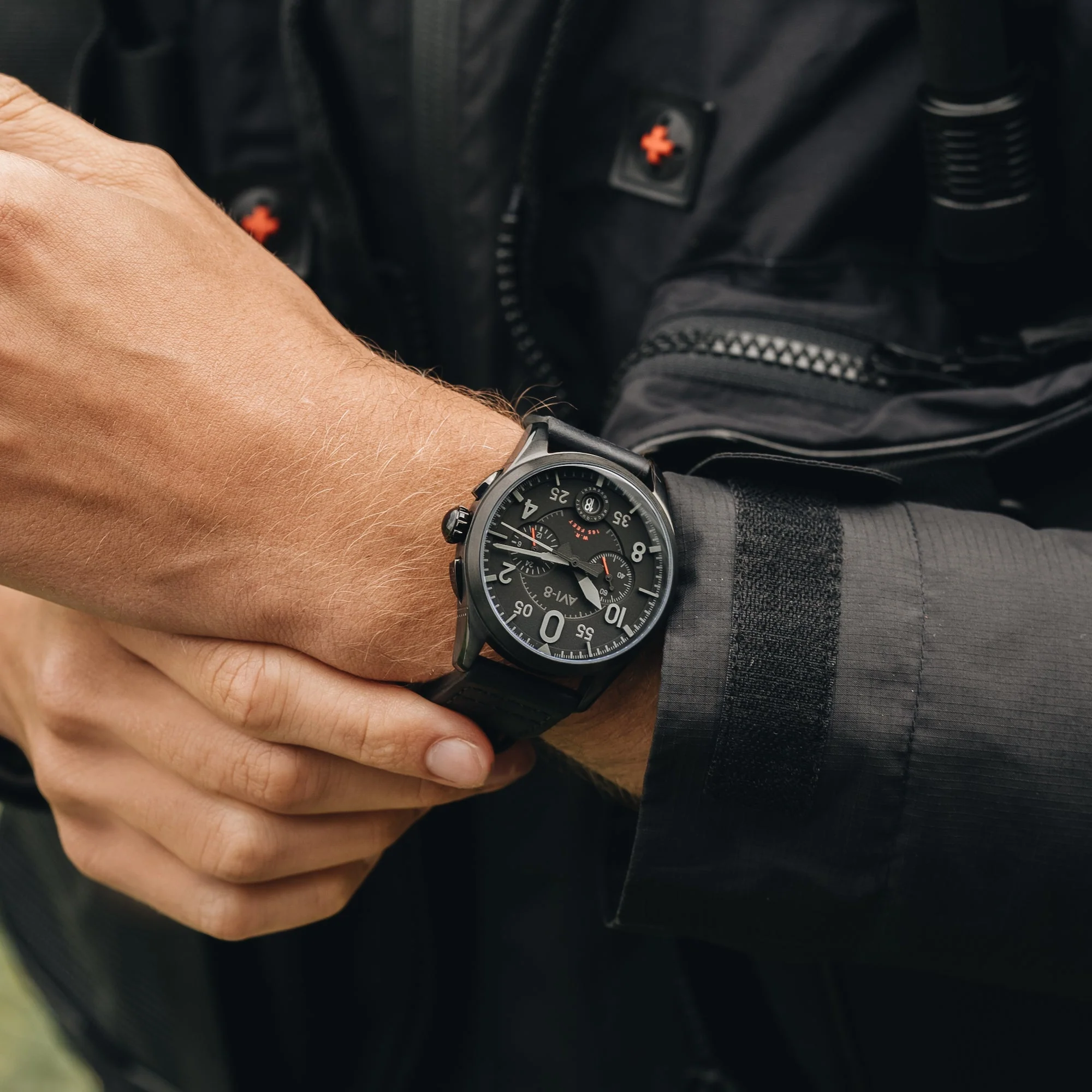 Spitfire Lock Chronograph Watch Black / Leather | Black Dial - Image 5