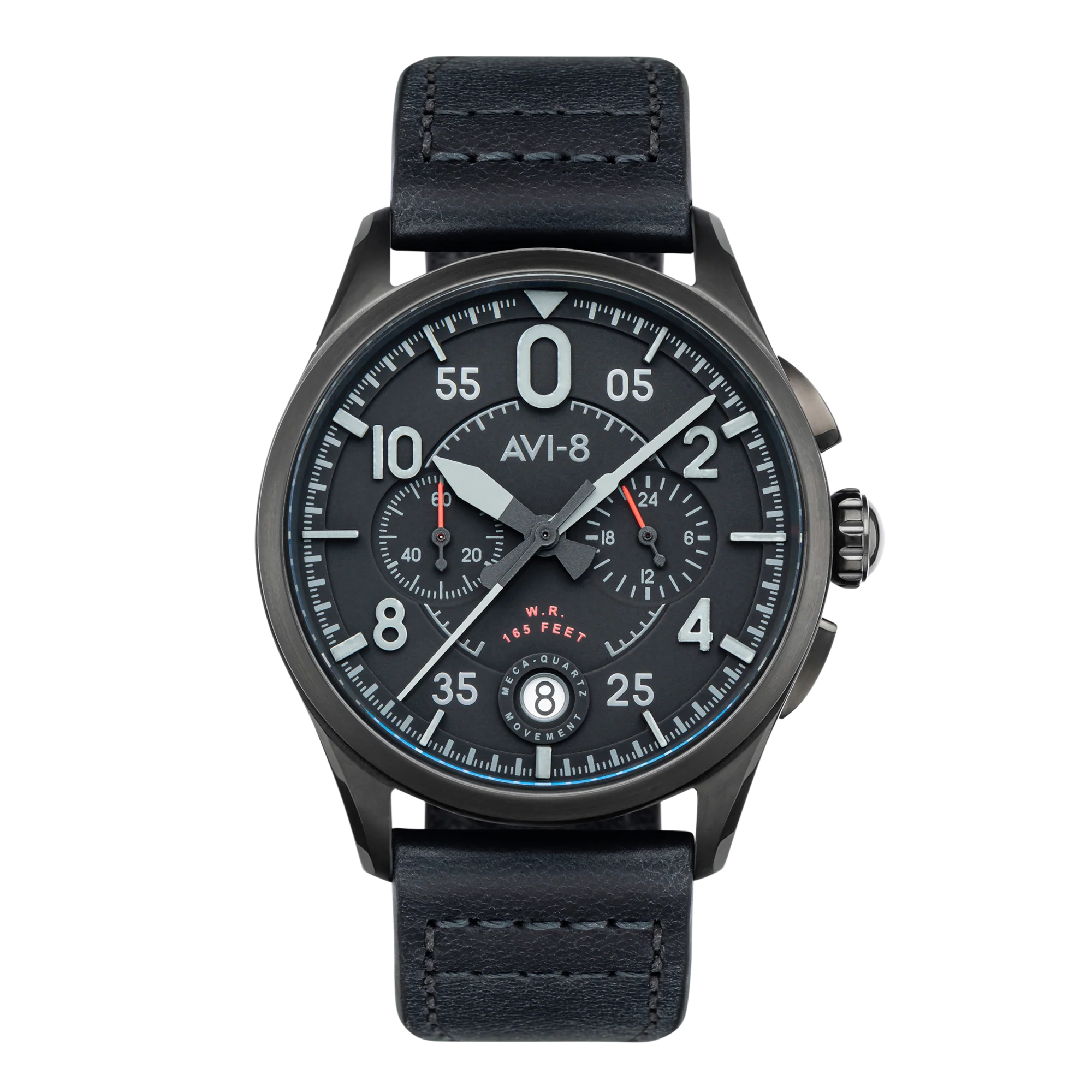 Spitfire Lock Chronograph Watch Black / Leather | Black Dial - Image 8
