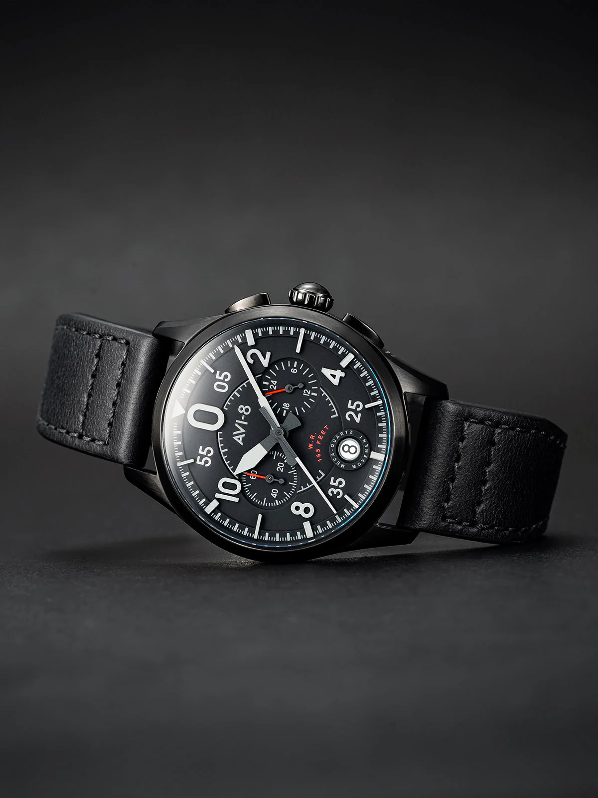 Spitfire Lock Chronograph Watch Black / Leather | Black Dial - Image 9