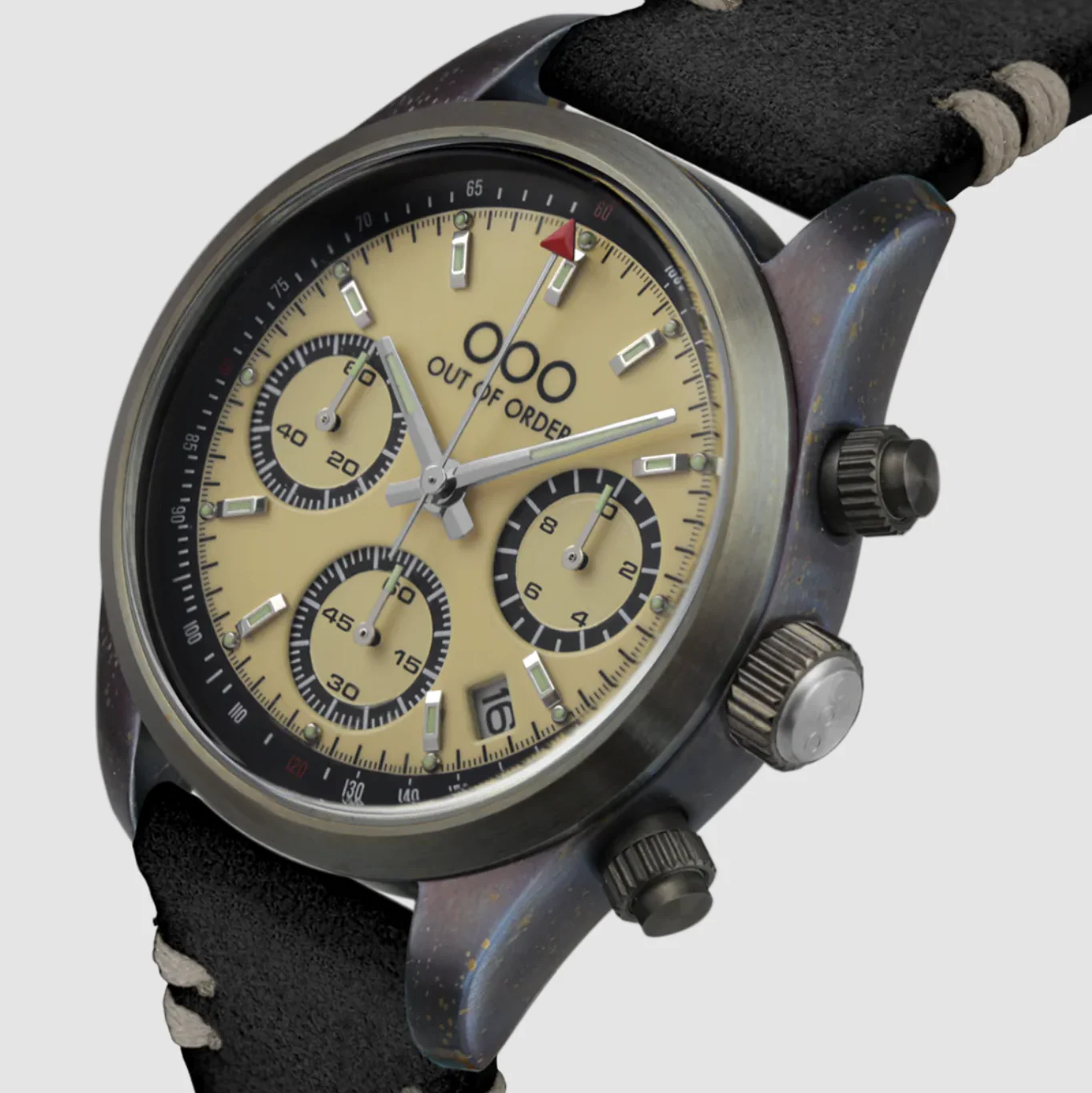 SPORTY CRONOGRAFO Black / Leather Cream Dial - Image 3