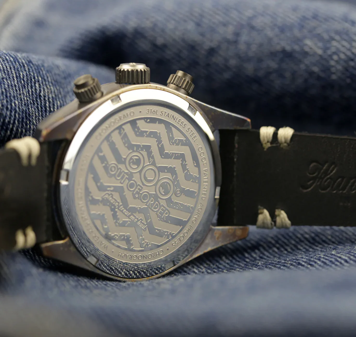 SPORTY CRONOGRAFO Black / Leather Cream Dial - Image 4