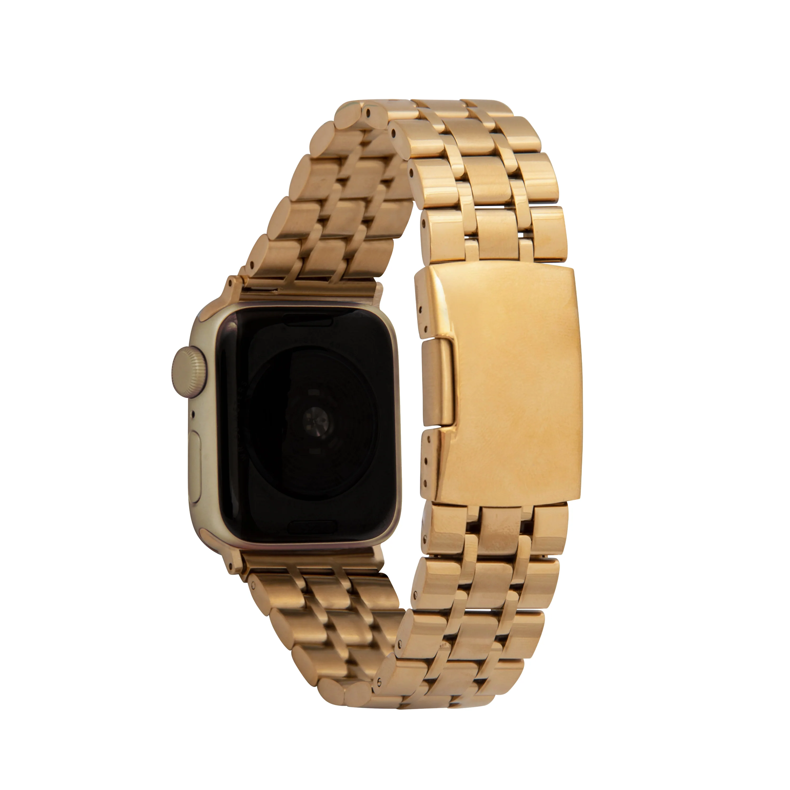 Stainless Steel Push Button Deployment Band for Apple Watch Series 8/7/6/5/4/3/2/1/SE Gold (38mm | 40mm | 41mm) | Dial