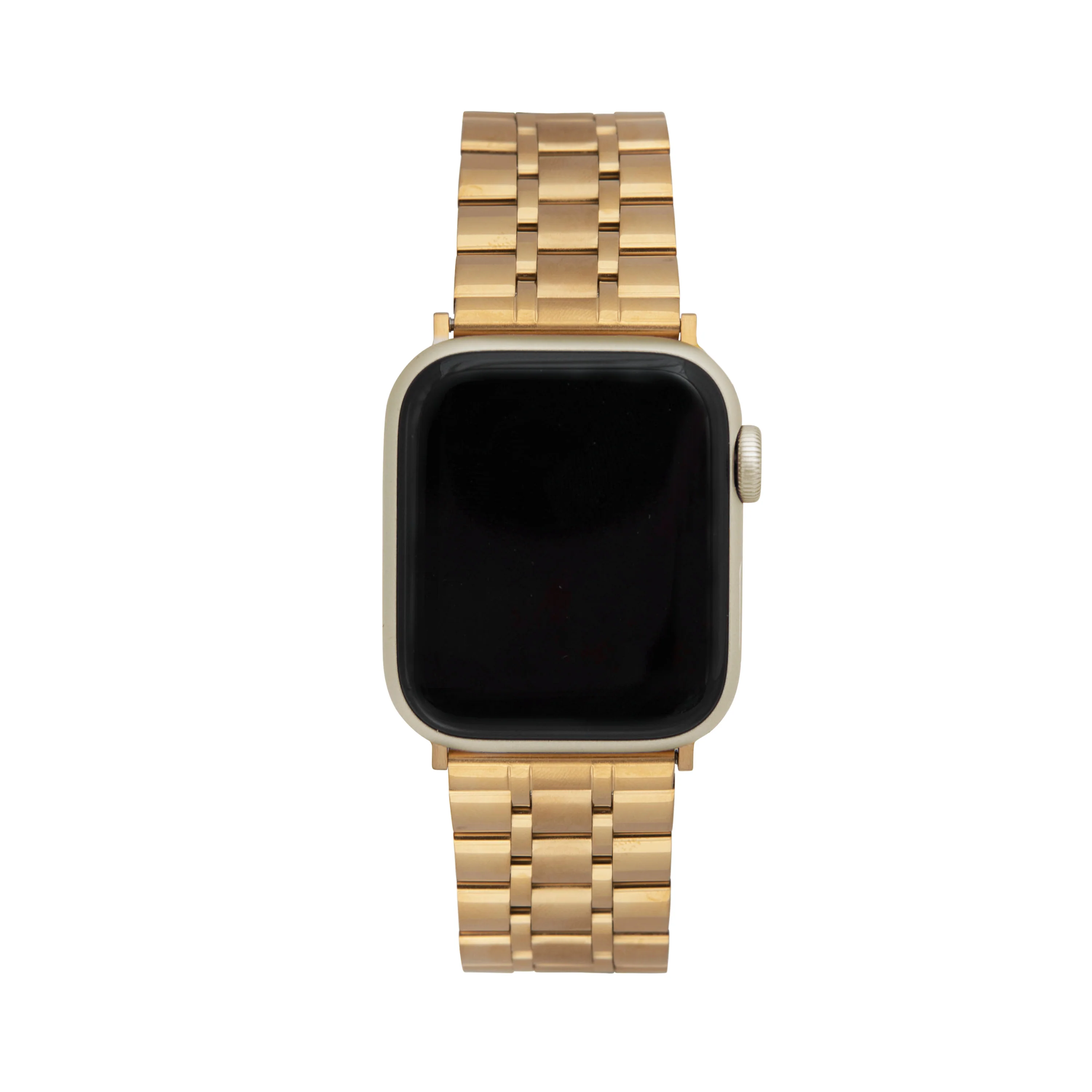 Stainless Steel Push Button Deployment Band for Apple Watch Series 8/7/6/5/4/3/2/1/SE Gold (38mm | 40mm | 41mm) | Dial - Image 2
