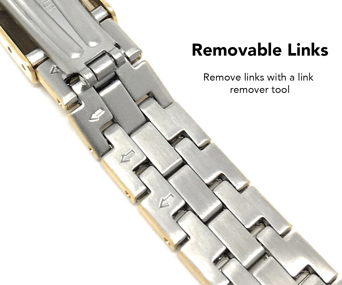 Stainless Steel Push Button Deployment Band for Apple Watch Series 8/7/6/5/4/3/2/1/SE Gold (38mm | 40mm | 41mm) | Dial - Image 4