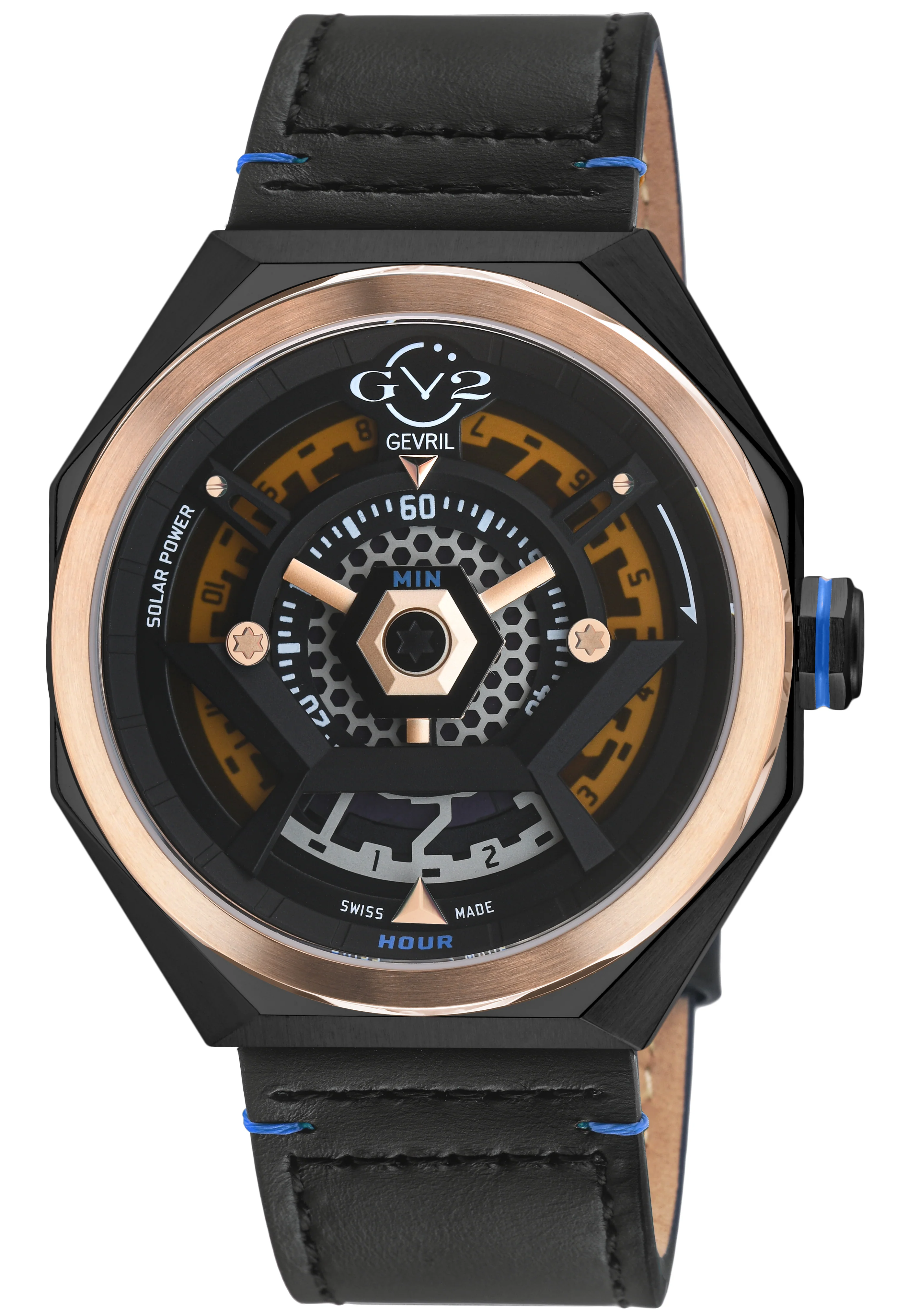 Stella Solare Swiss Ronda 212 Solar Quartz, 5 jewels, ultra-thin, Black/Brown subtle depth, dual-tone dial | Black Dial