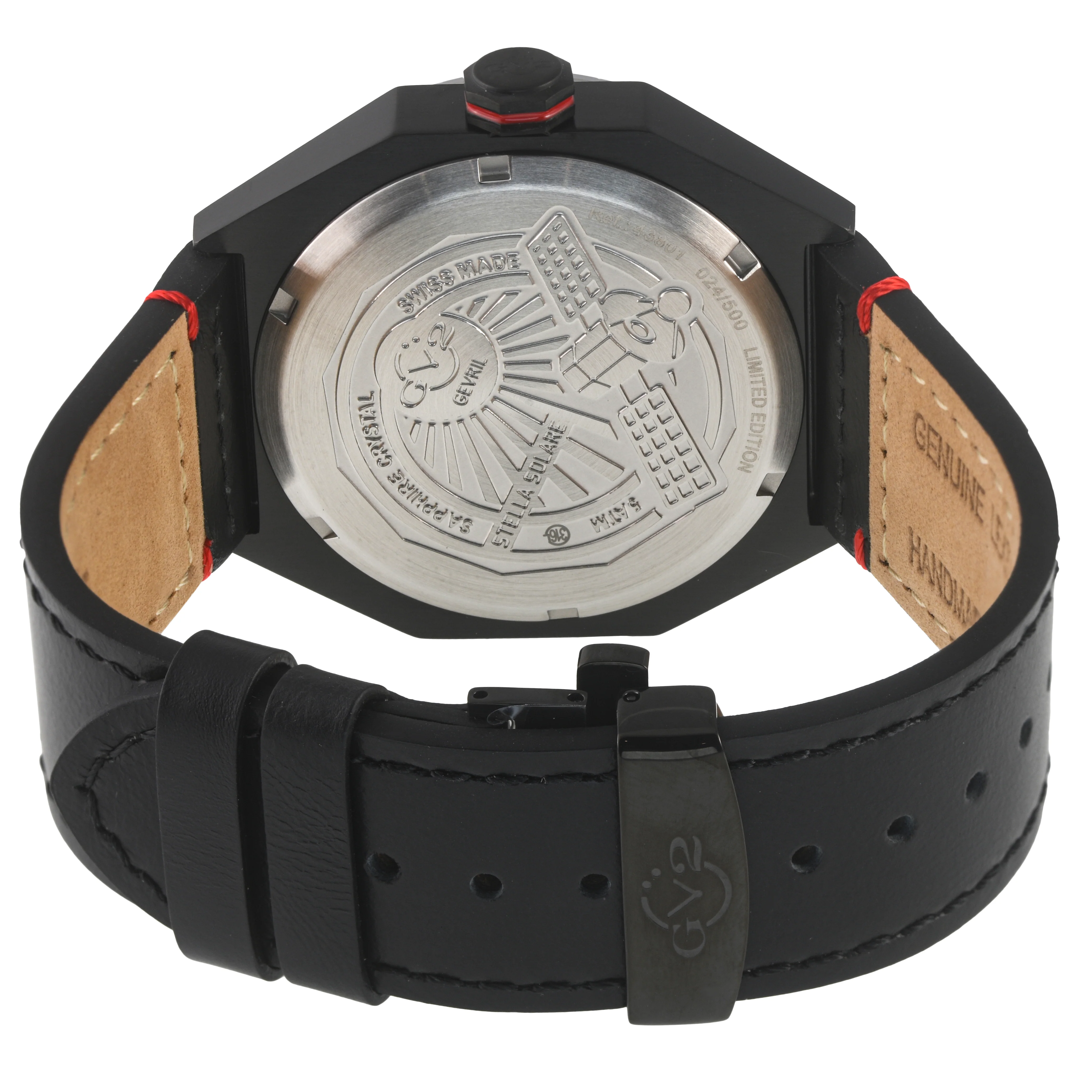 Stella Solare Swiss Ronda 212 Solar Quartz, 5 jewels, ultra-thin, Black/Red subtle depth, dual-tone dial | Black/Red Dial - Image 2