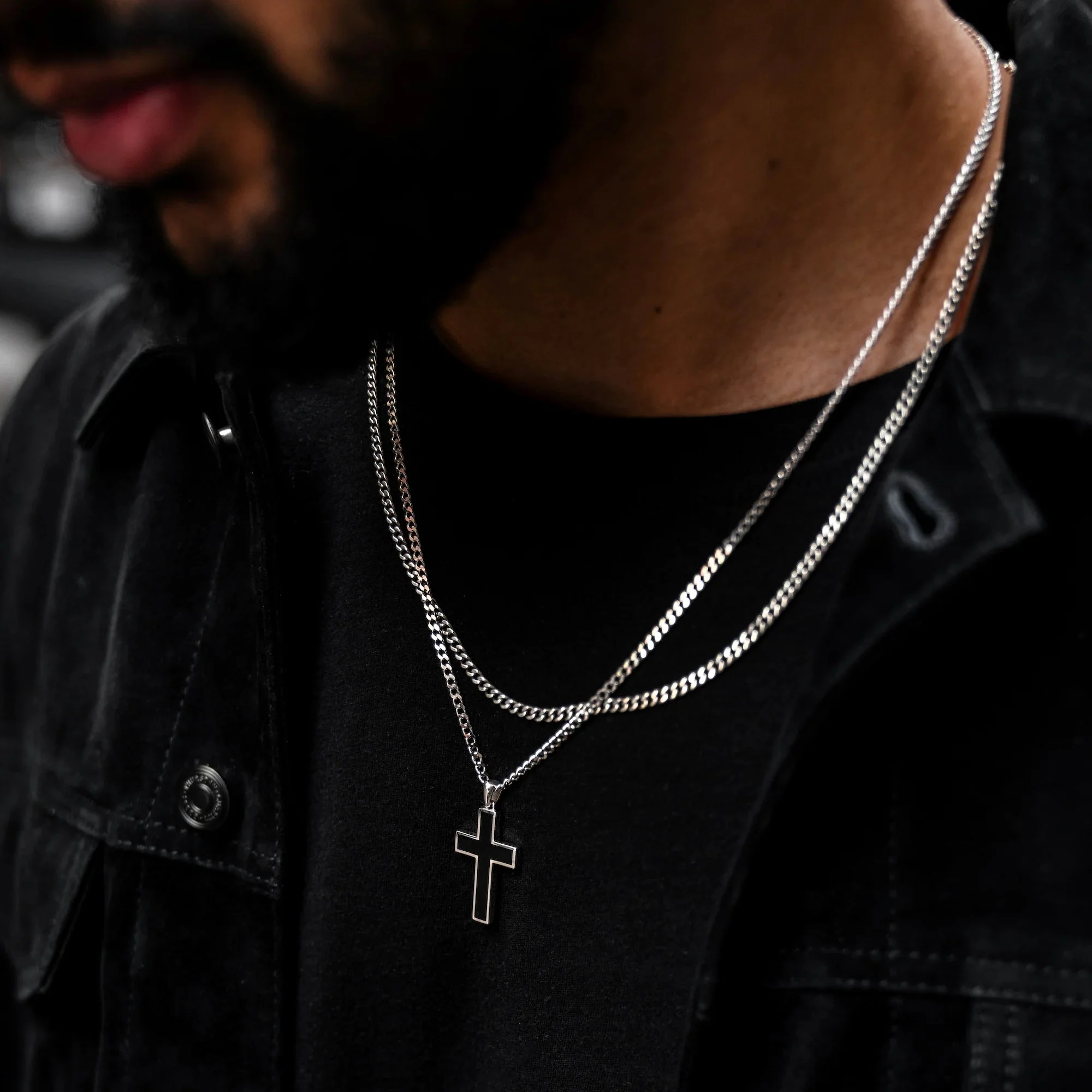 Stone Cross Pendant Black Onyx - Image 2