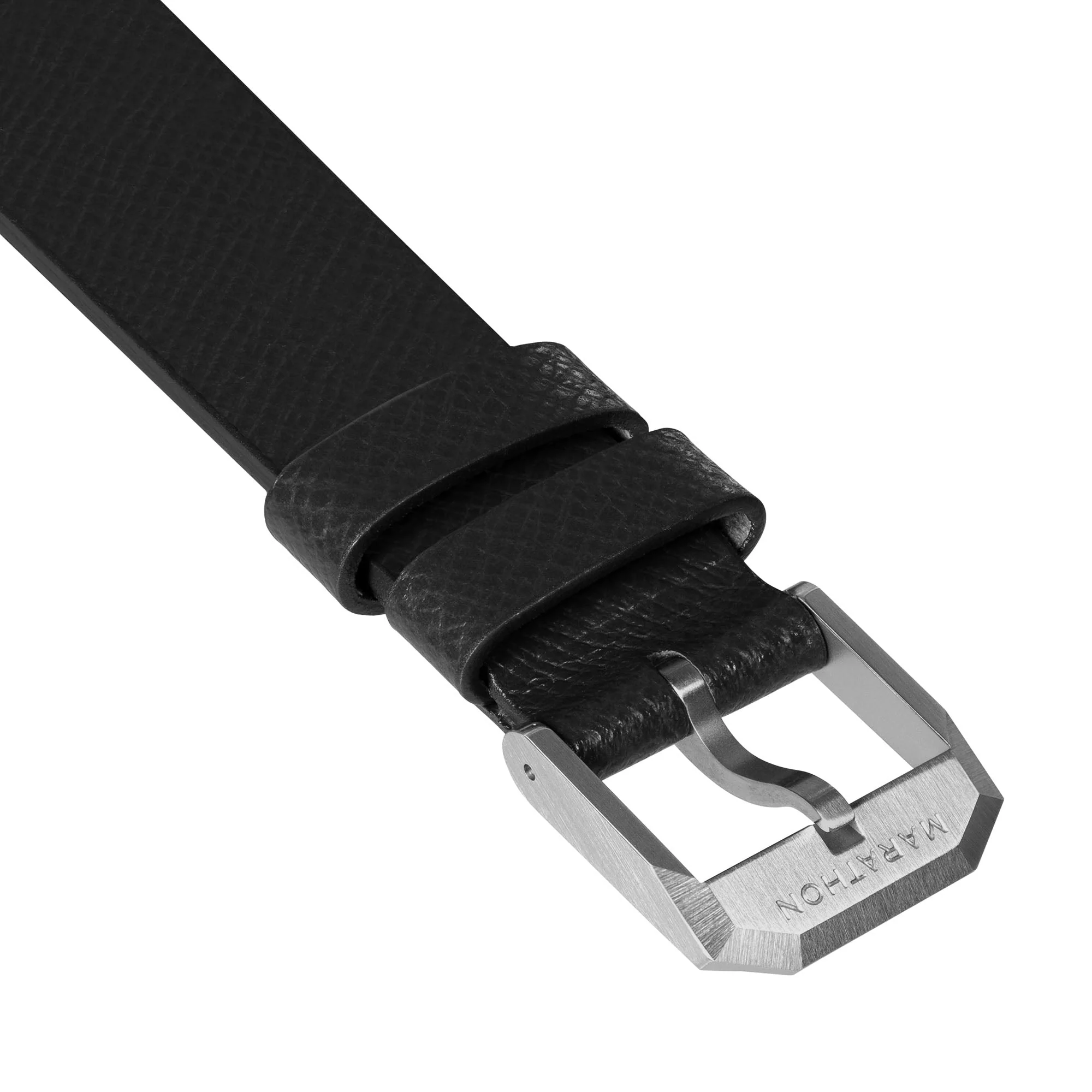 STRAP, 18mm, LEATHER, CROSS HATCH, BLACK, STEEL BUCKLE, XL ITALIAN LEATHER, CROSS HATCH - Image 4