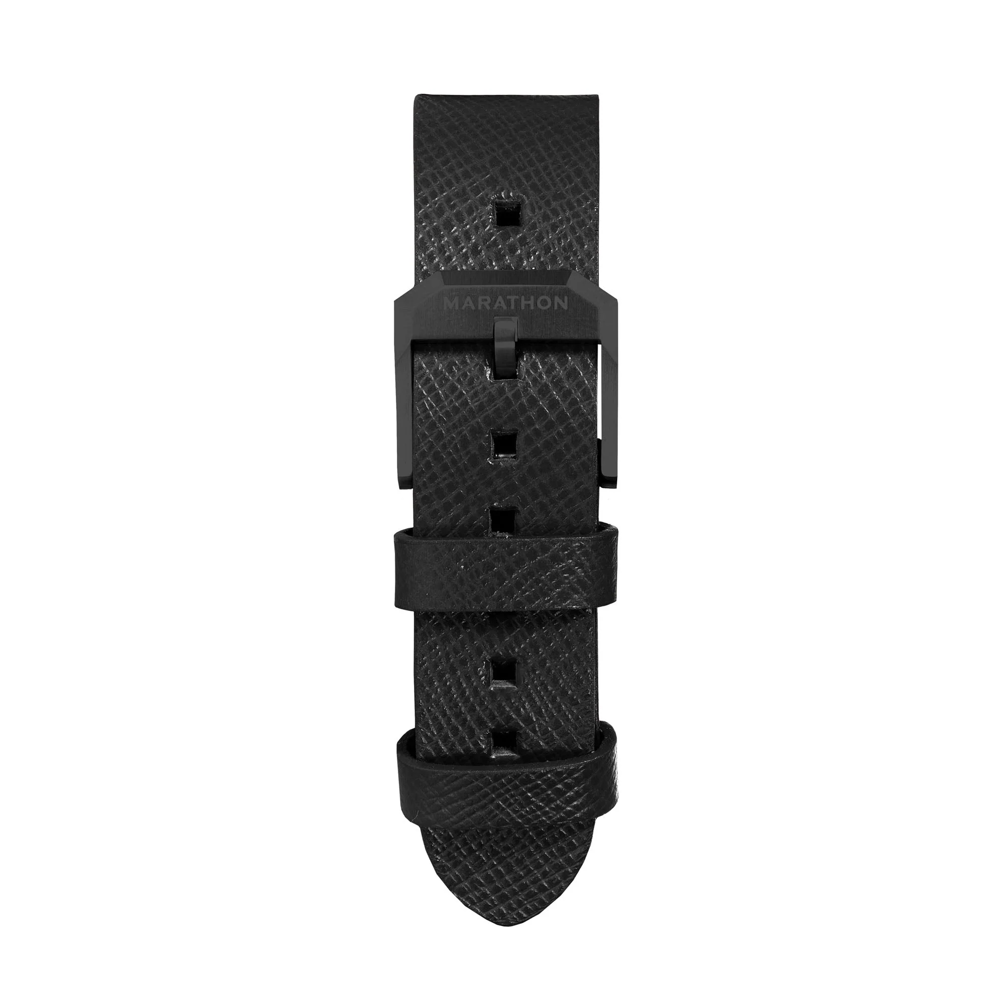 STRAP, 20mm, ITALIAN LEATHER, CROSS HATCH, IP BLACK BUCKLE, BLACK, XL ITALIAN LEATHER, CROSS HATCH - Image 2