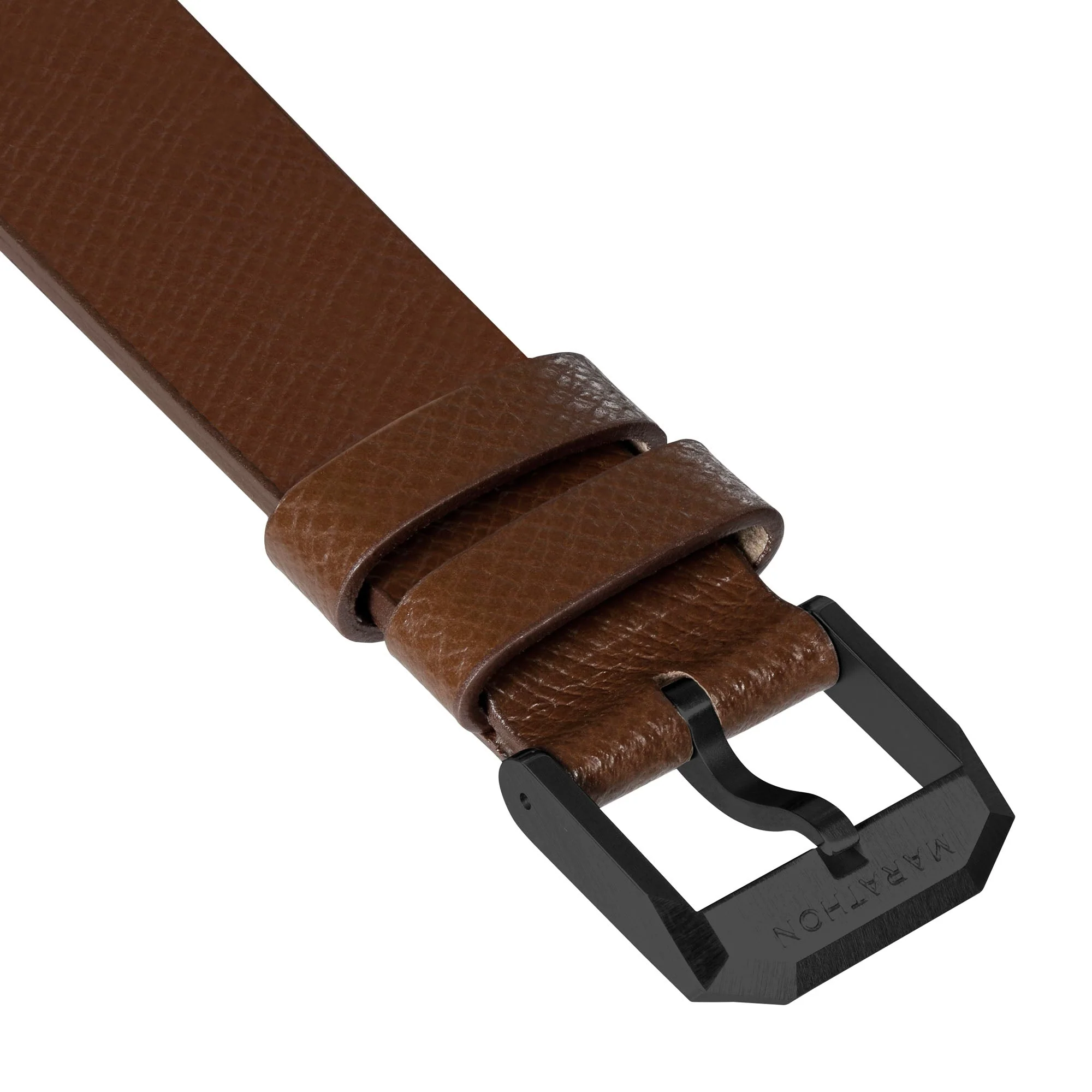 STRAP, 20mm, ITALIAN LEATHER, CROSS HATCH, IP BLACK BUCKLE, COGNAC, STANDARD ITALIAN LEATHER, CROSS HATCH - Image 2