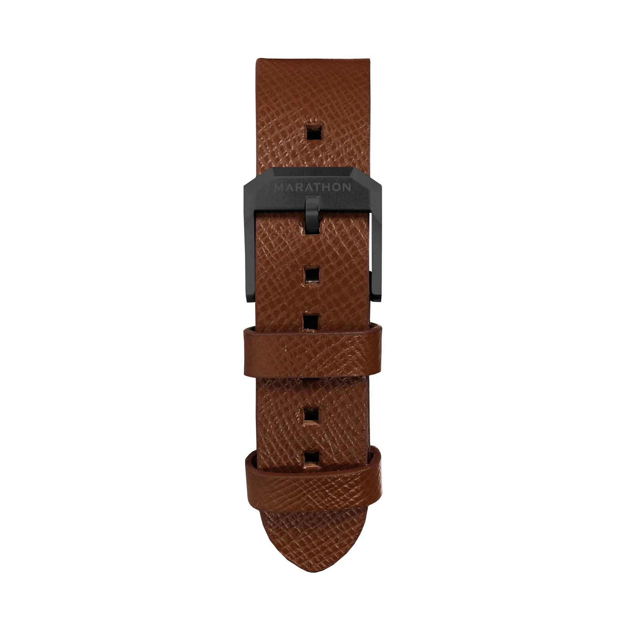 STRAP, 20mm, ITALIAN LEATHER, CROSS HATCH, IP BLACK BUCKLE, COGNAC, XL ITALIAN LEATHER, CROSS HATCH - Image 2