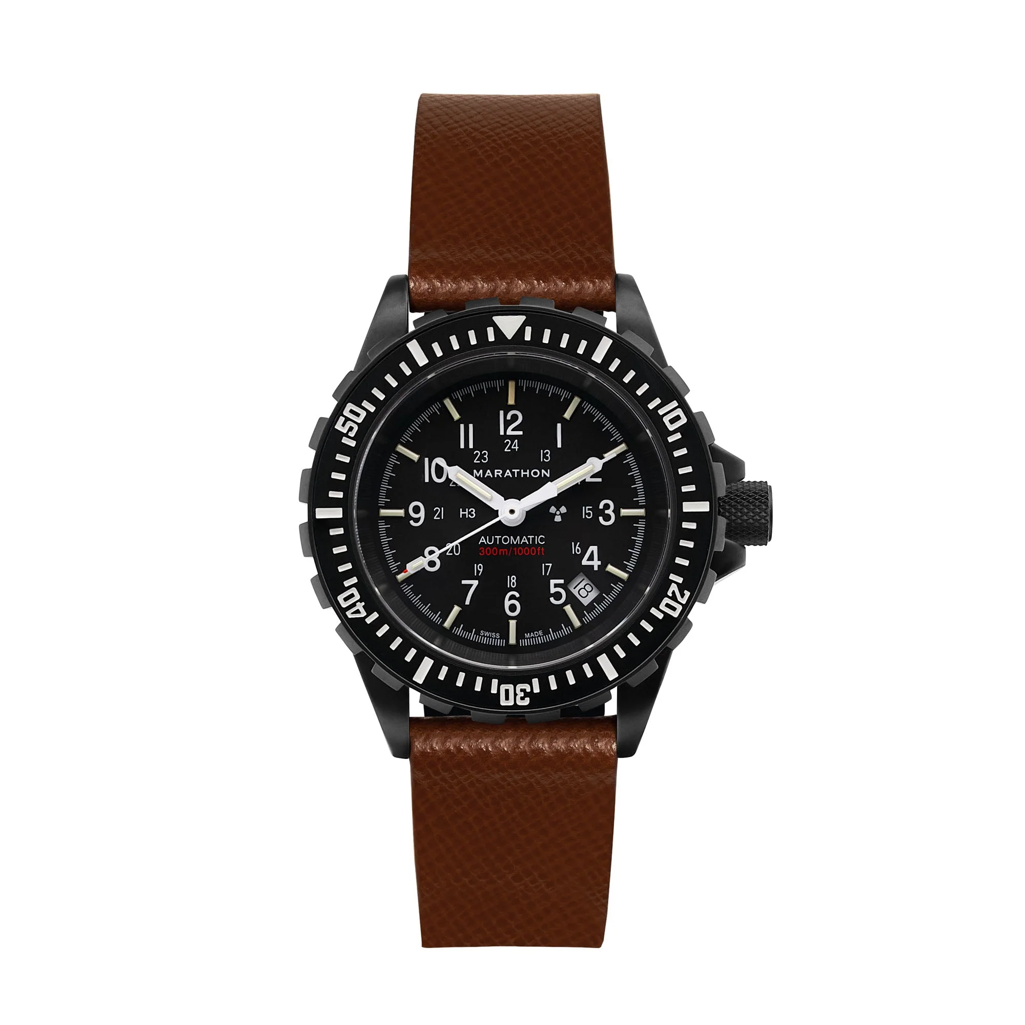 STRAP, 20mm, ITALIAN LEATHER, CROSS HATCH, IP BLACK BUCKLE, COGNAC, XL ITALIAN LEATHER, CROSS HATCH - Image 3