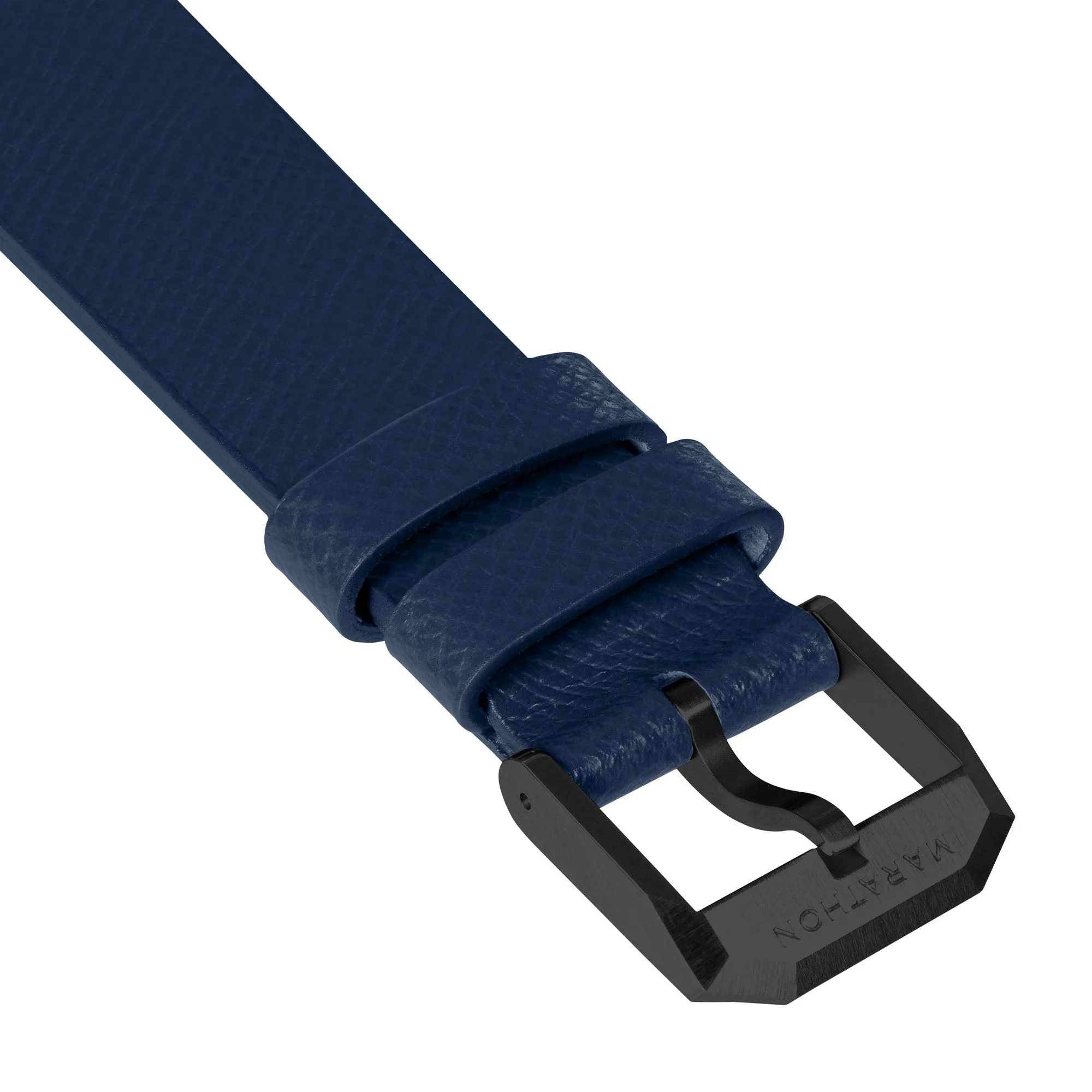 STRAP, 20mm, ITALIAN LEATHER, CROSS HATCH, IP BLACK BUCKLE, ROYAL BLUE, XL ITALIAN LEATHER, CROSS HATCH | Dial - Image 4
