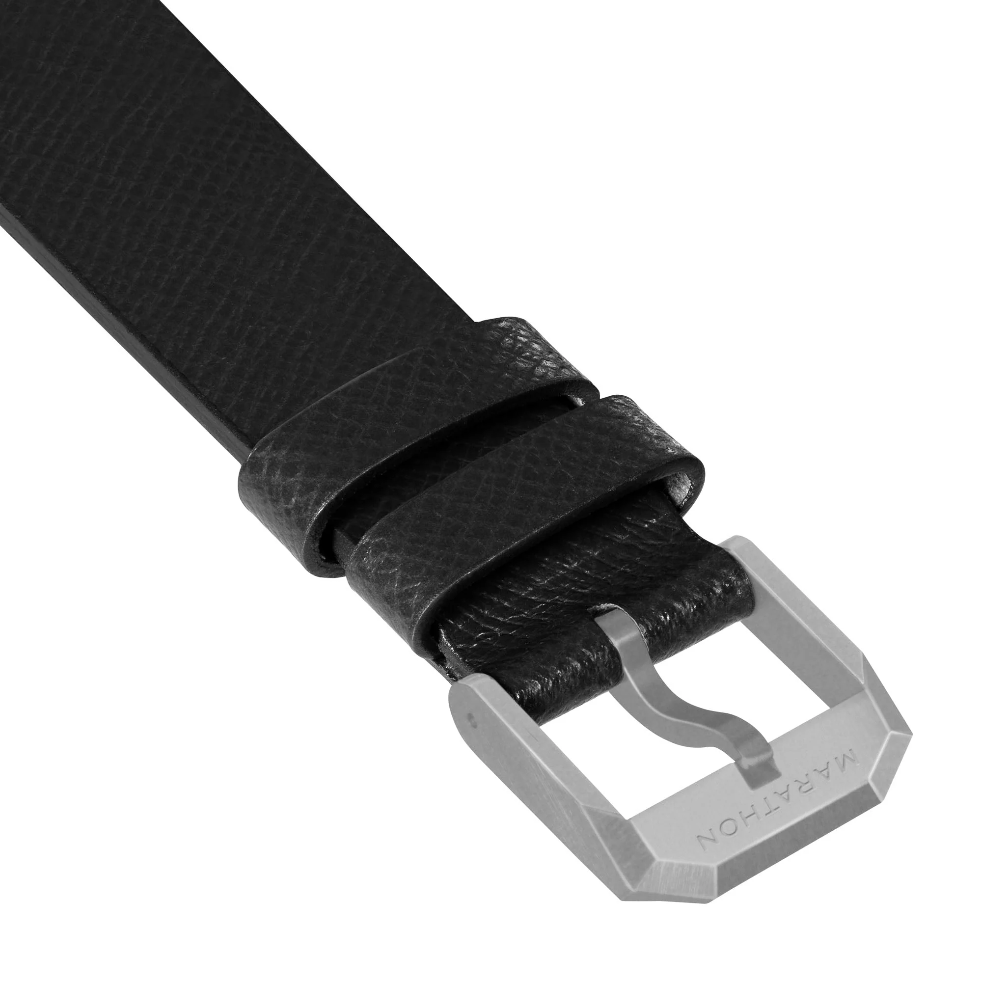 STRAP, 20mm, ITALIAN LEATHER, CROSS HATCH, PARKERIZED BUCKLE, BLACK, XL ITALIAN LEATHER, CROSS HATCH - Image 3