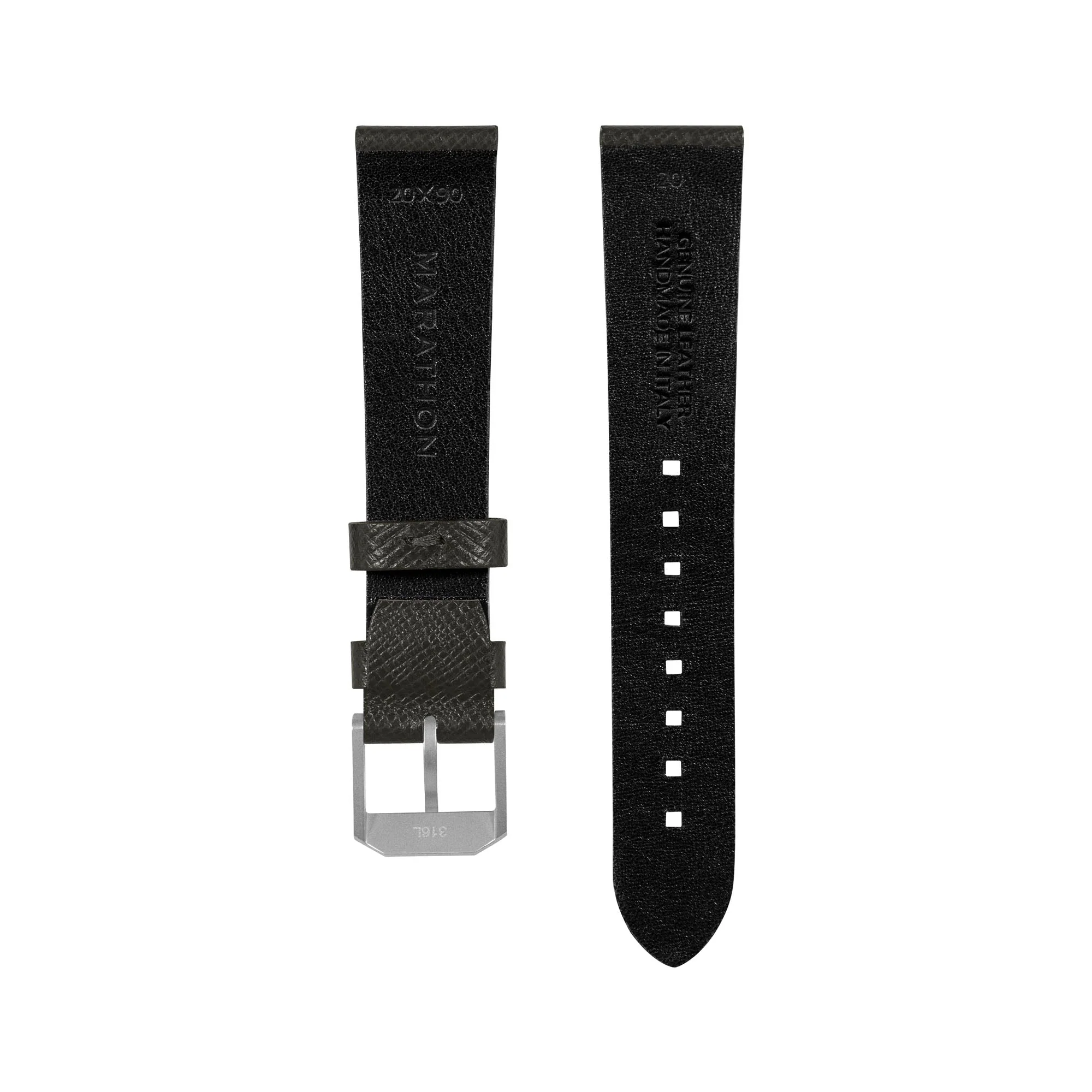 STRAP, 20mm, ITALIAN LEATHER, CROSS HATCH, PARKERIZED BUCKLE, MOSS GREEN, XL ITALIAN LEATHER, CROSS HATCH - Image 3