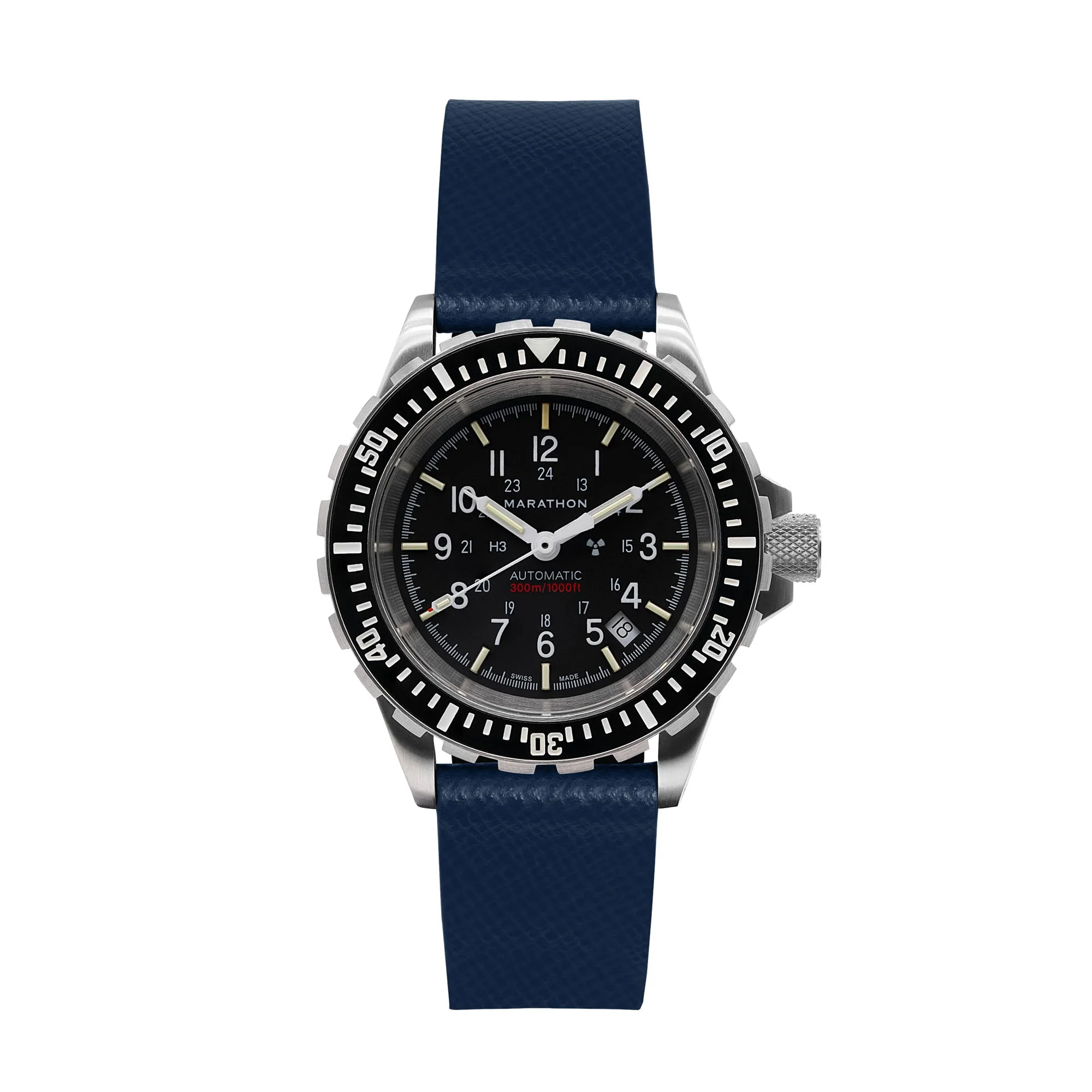 STRAP, 20mm, ITALIAN LEATHER, CROSS HATCH, STEEL BUCKLE, ROYAL BLUE, STANDARD ITALIAN LEATHER, CROSS HATCH | Dial - Image 3