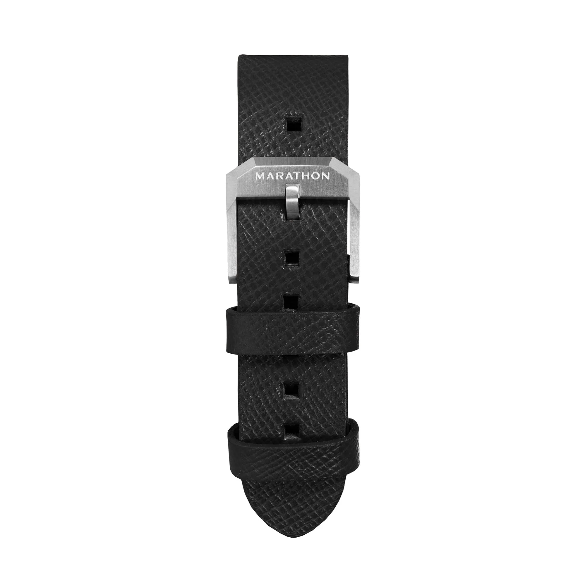 STRAP, 22mm, LEATHER, CROSS HATCH, BLACK, STEEL BUCKLE, STANDARD ITALIAN LEATHER, CROSS HATCH - Image 2