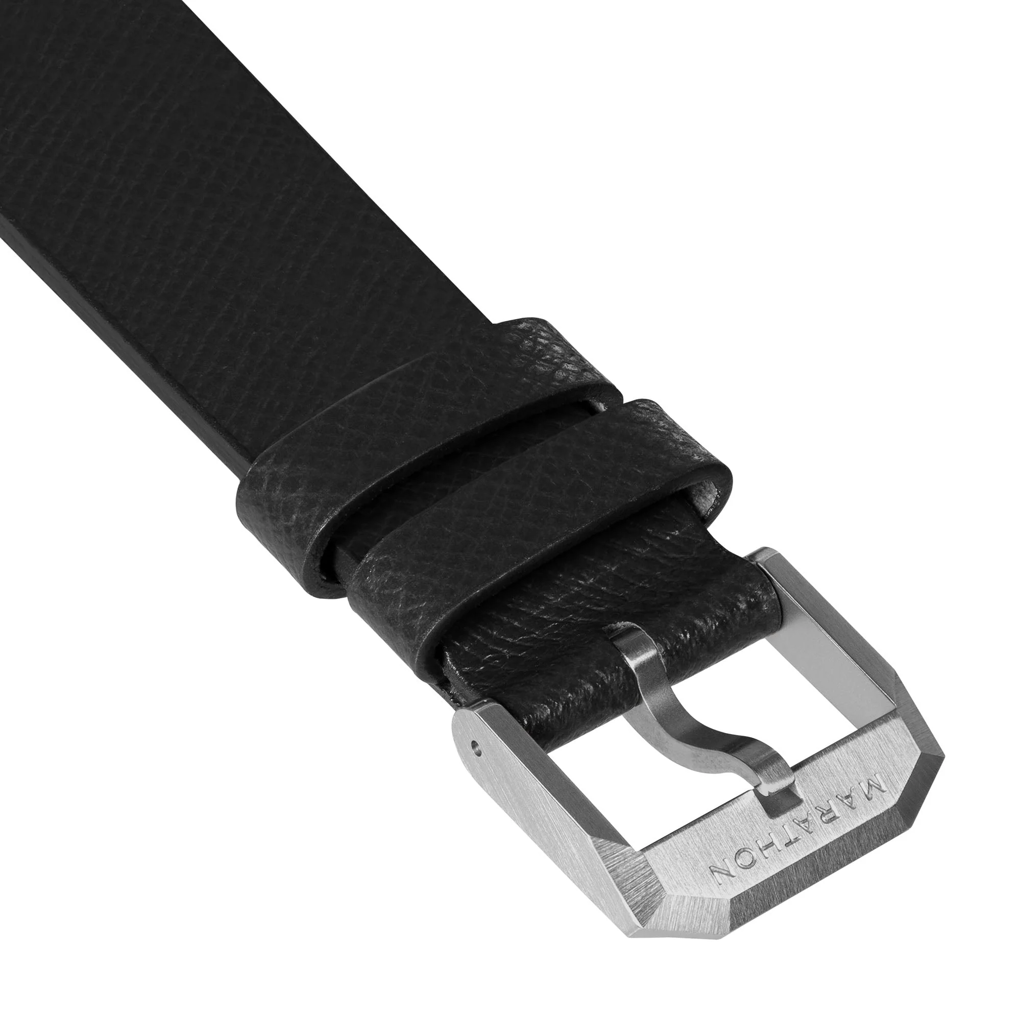 STRAP, 22mm, LEATHER, CROSS HATCH, BLACK, STEEL BUCKLE, XL ITALIAN LEATHER, CROSS HATCH - Image 2