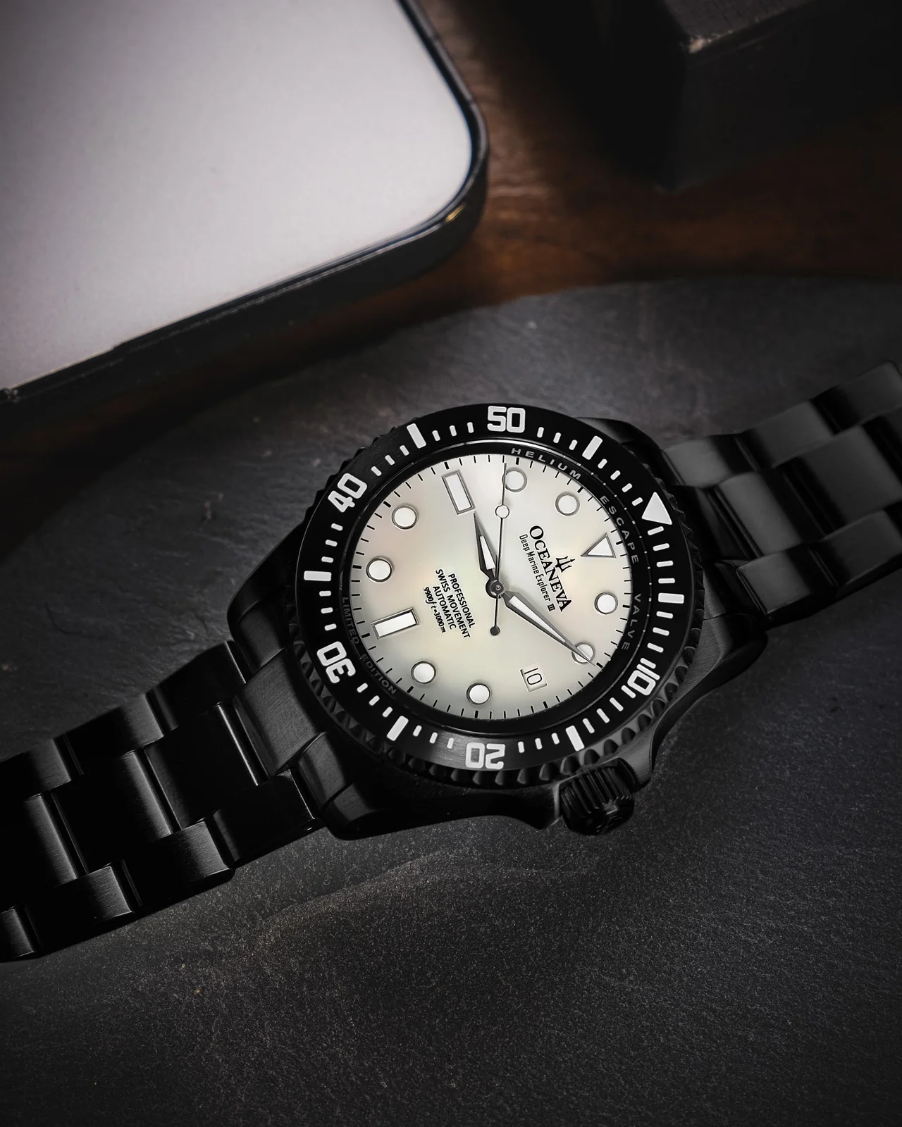 Deep Marine Explorer III Black Stainless bezel | White Dial Watch - Image 10