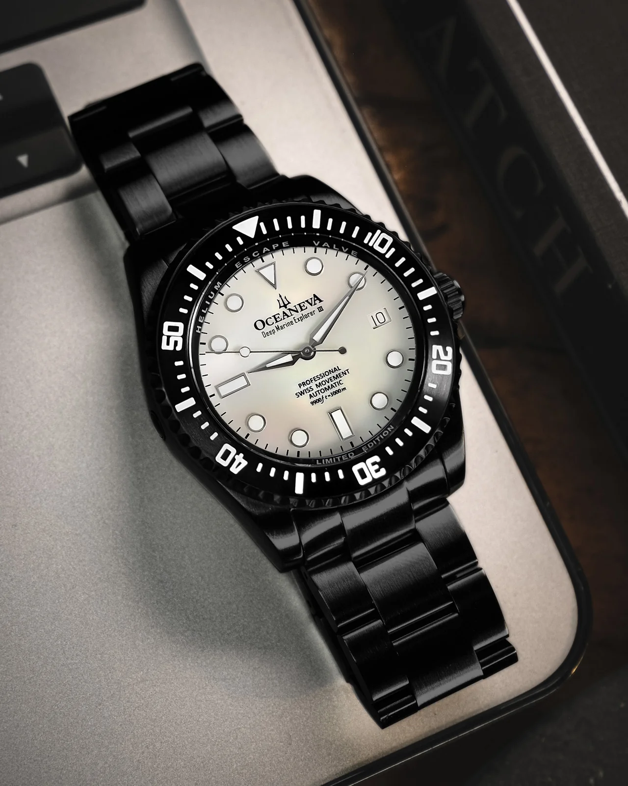 Deep Marine Explorer III Black Stainless bezel | White Dial Watch - Image 17