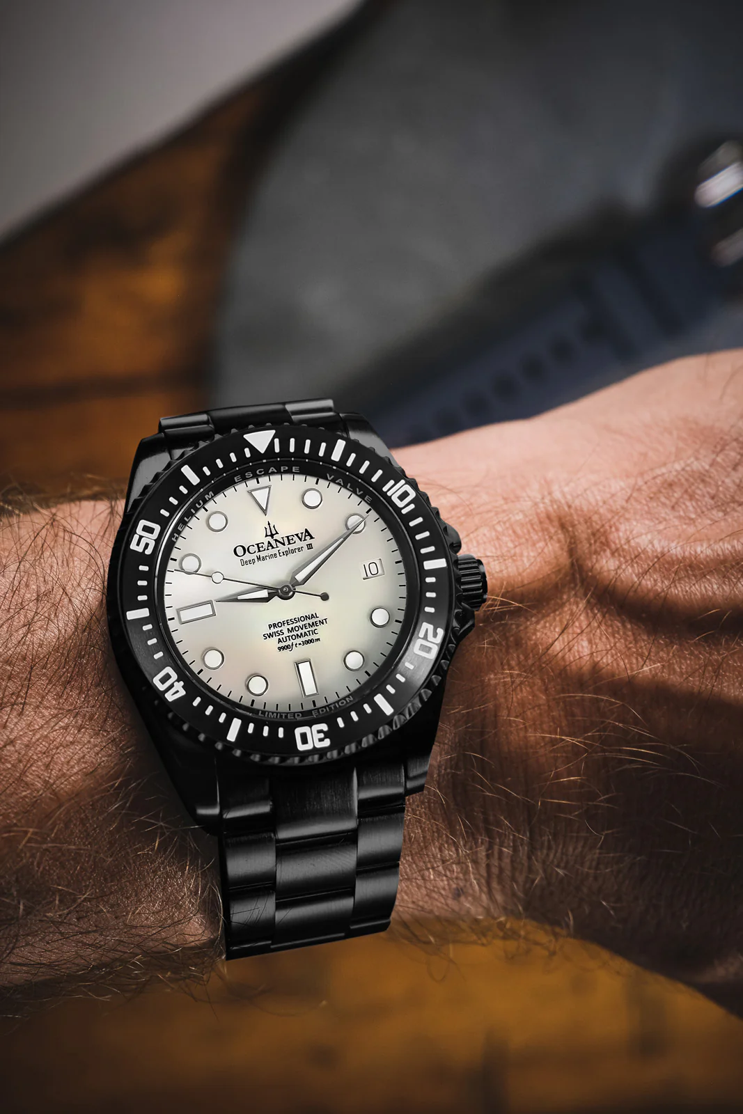 Deep Marine Explorer III Black Stainless bezel | White Dial Watch - Image 2