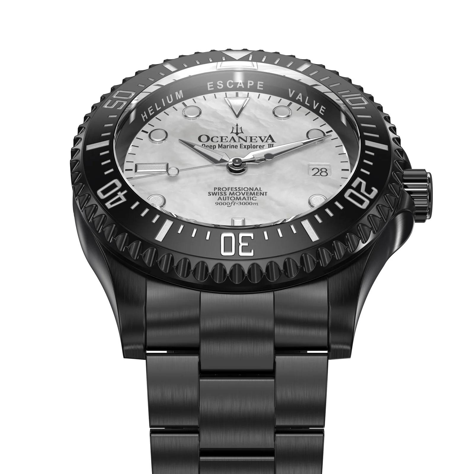 Deep Marine Explorer III Black Stainless bezel | White Dial Watch - Image 3