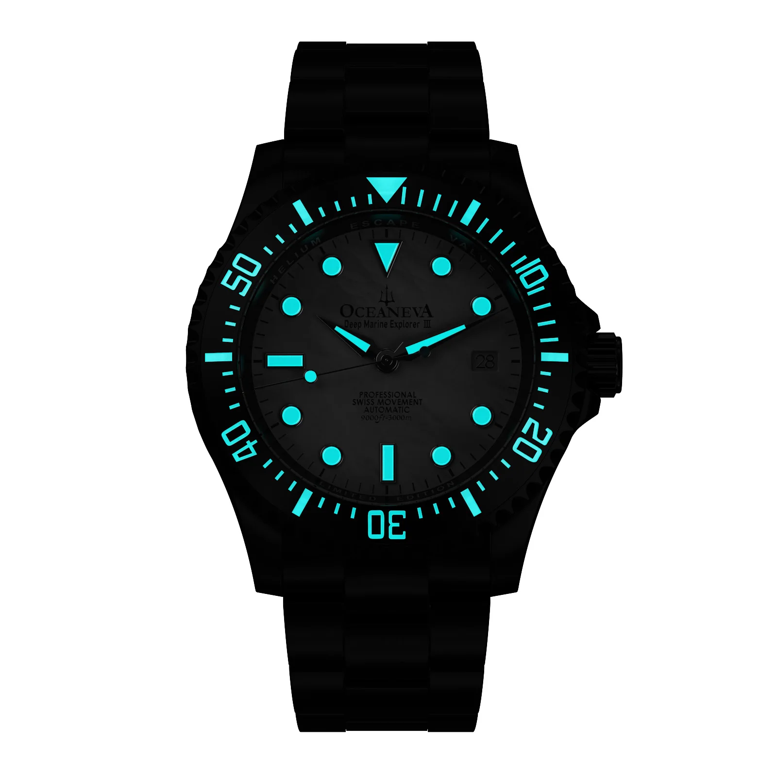 Deep Marine Explorer III Black Stainless bezel | White Dial Watch - Image 4