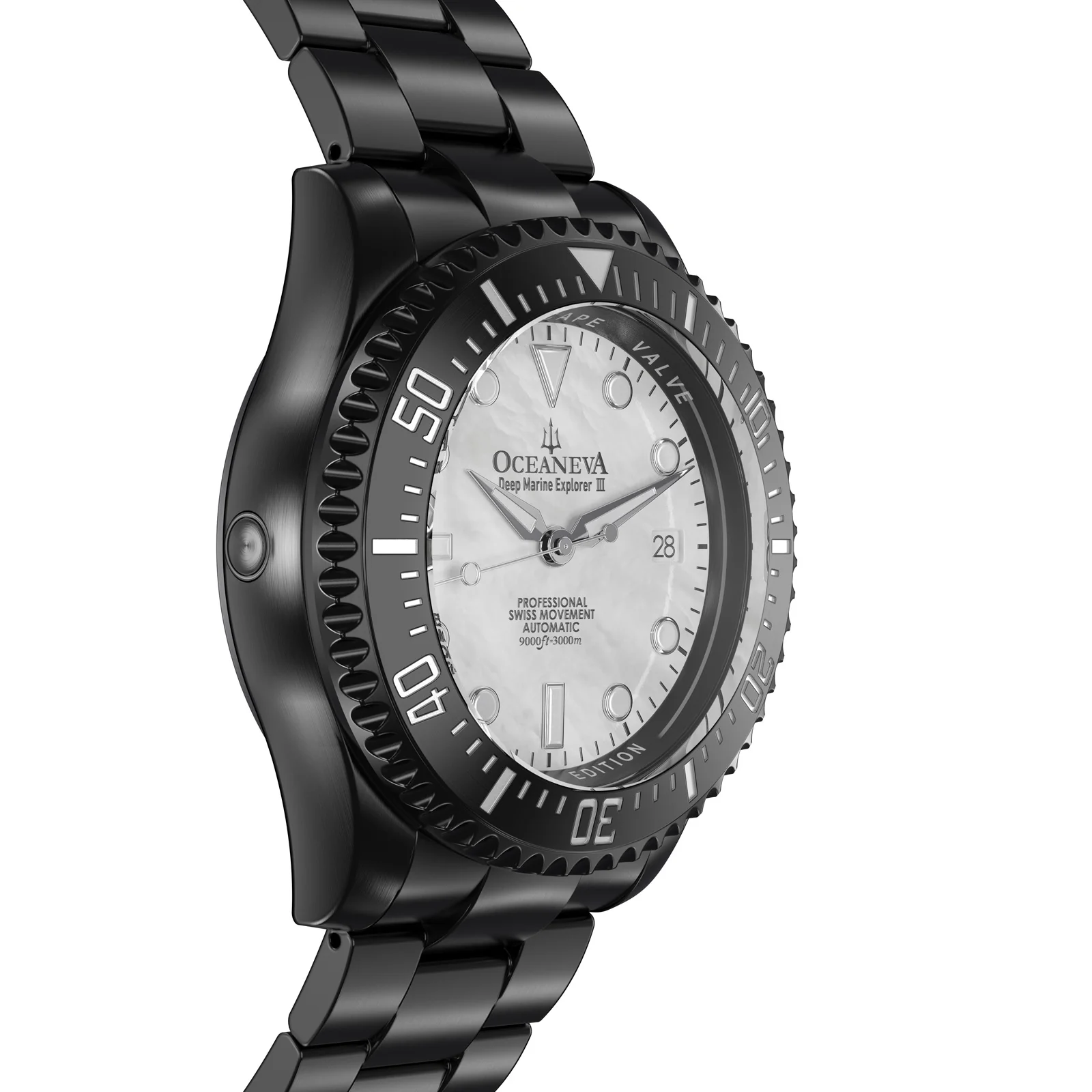 Deep Marine Explorer III Black Stainless bezel | White Dial Watch - Image 6